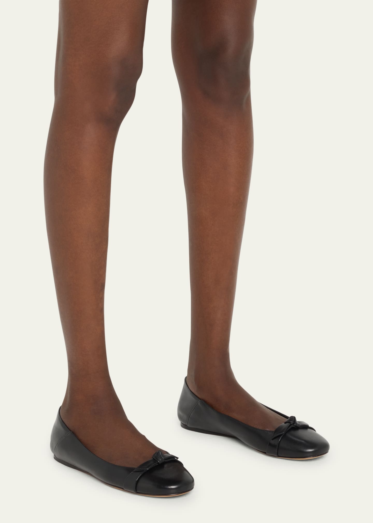 Alexandre Birman Clarita Leather Bow Ballerina Flats Bergdorf