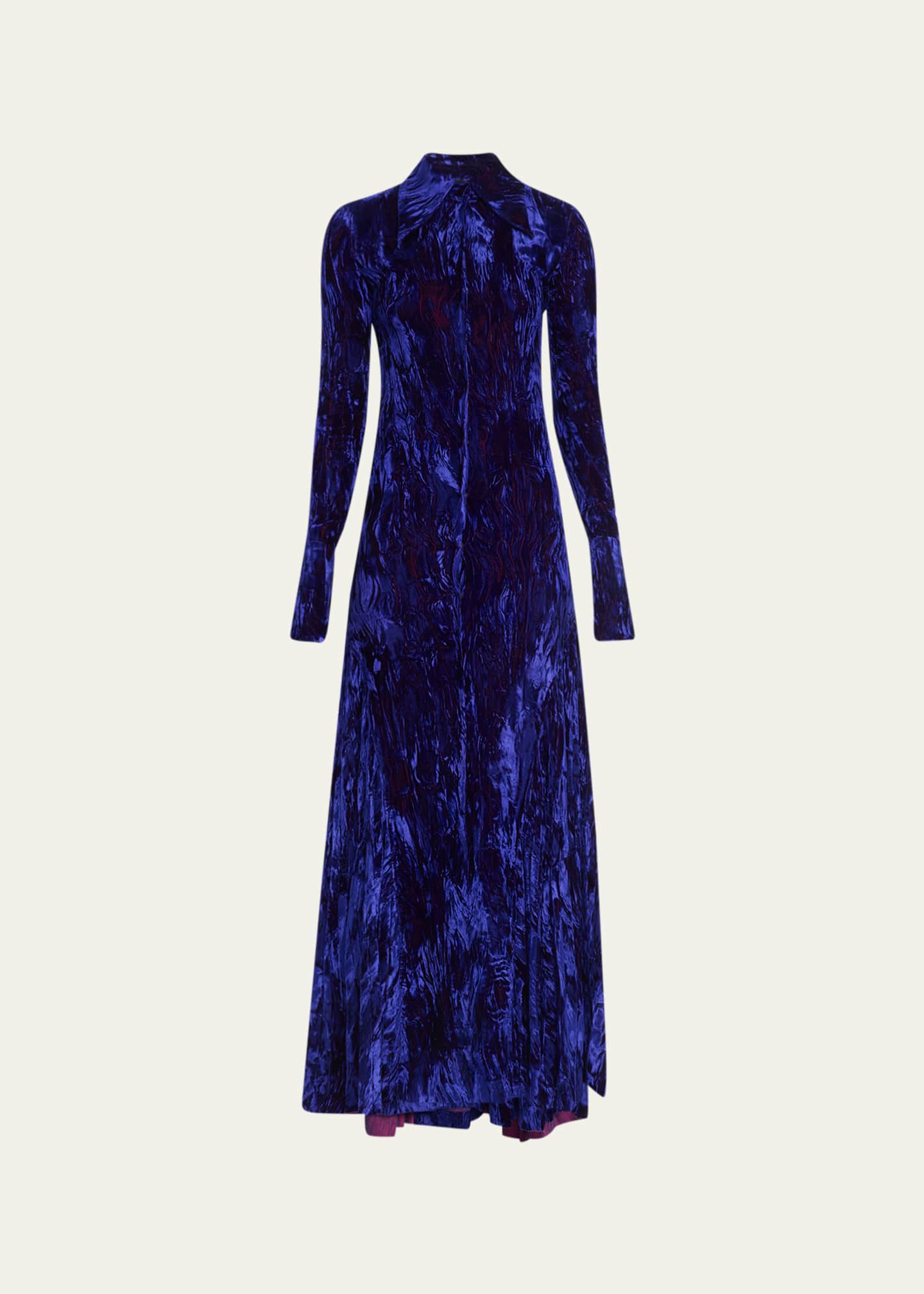 A.W.A.K.E. MODE Crushed Velvet Maxi Shirtdress Bergdorf Goodman