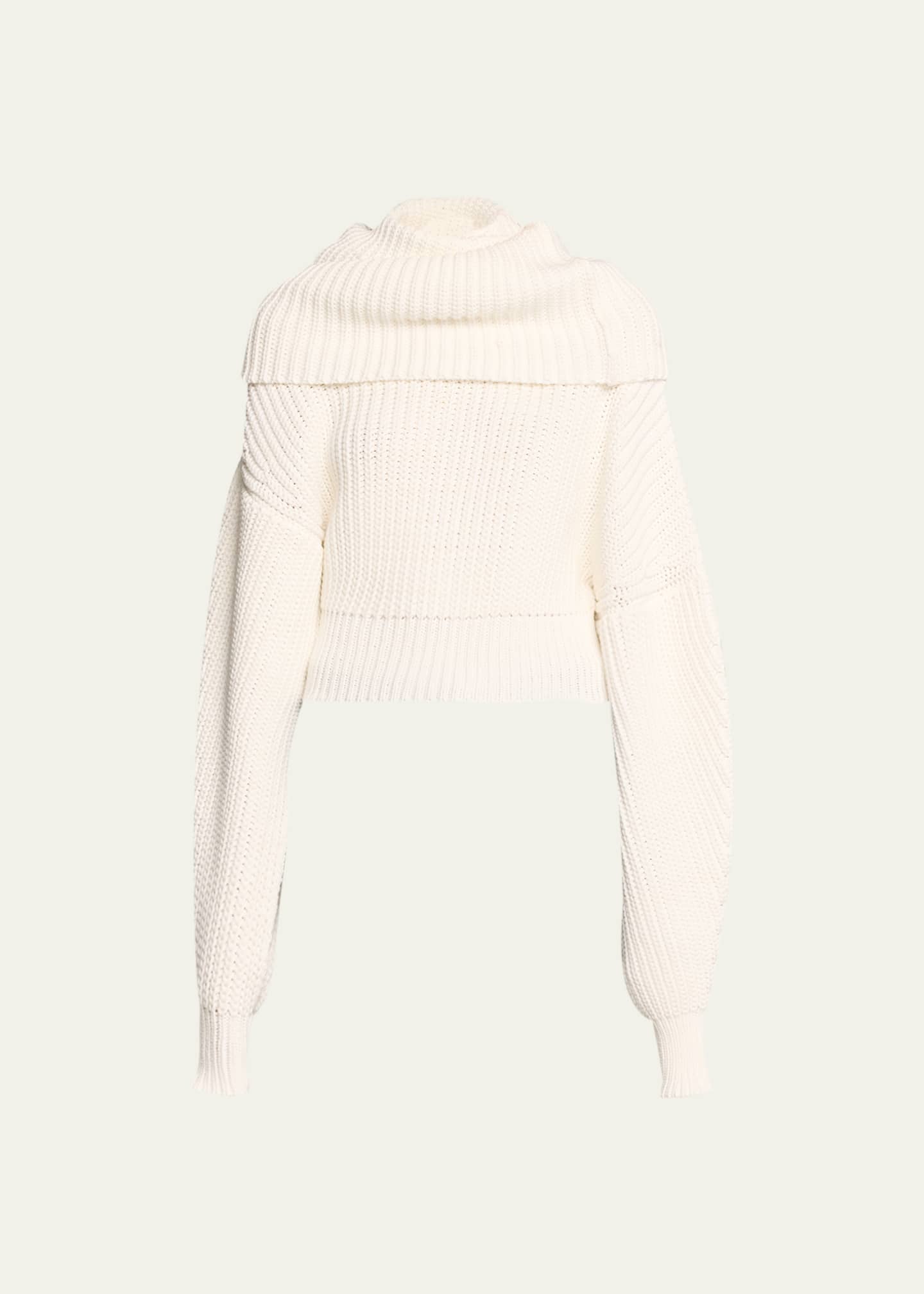 Sweater with plunging neckline, Creamy White - Sisley