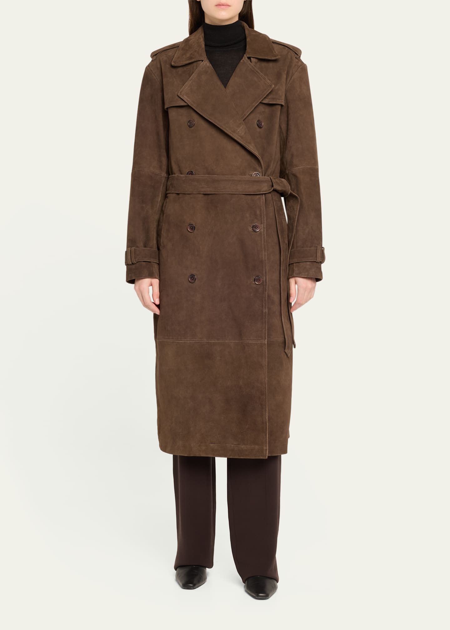 SPRWMN Suede Belted Trench Coat Image 2 of 5