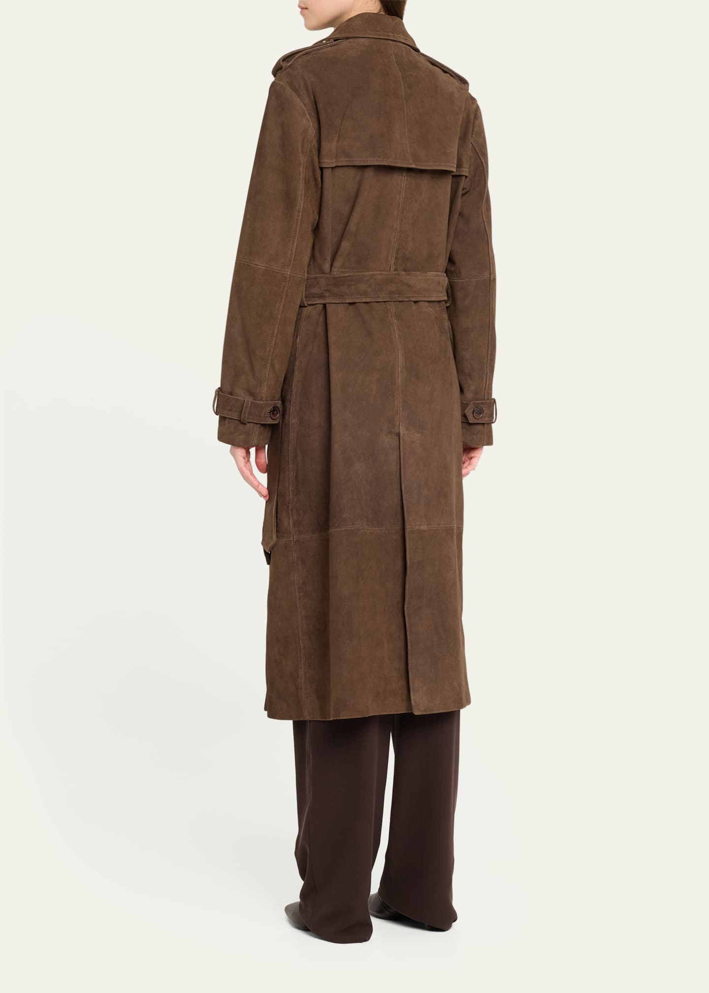 SPRWMN Suede Belted Trench Coat Image 3 of 5