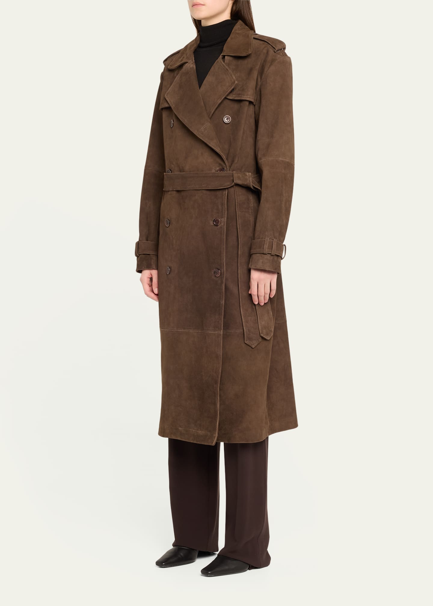 SPRWMN Suede Belted Trench Coat Image 4 of 5