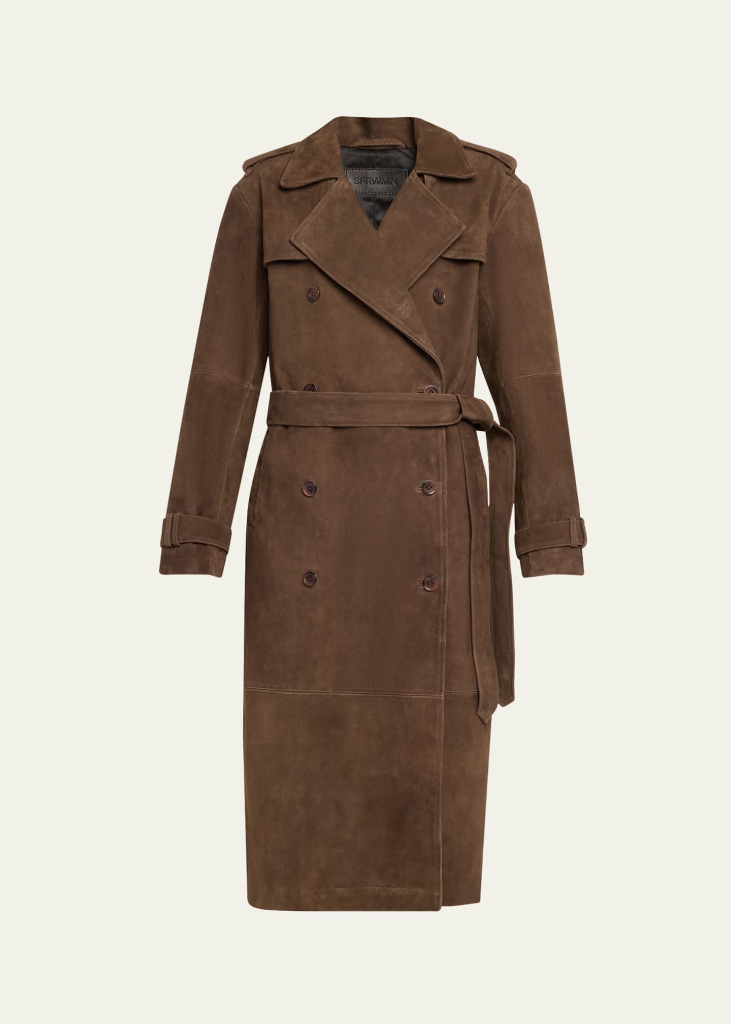SPRWMN Suede Belted Trench Coat Image 1 of 5
