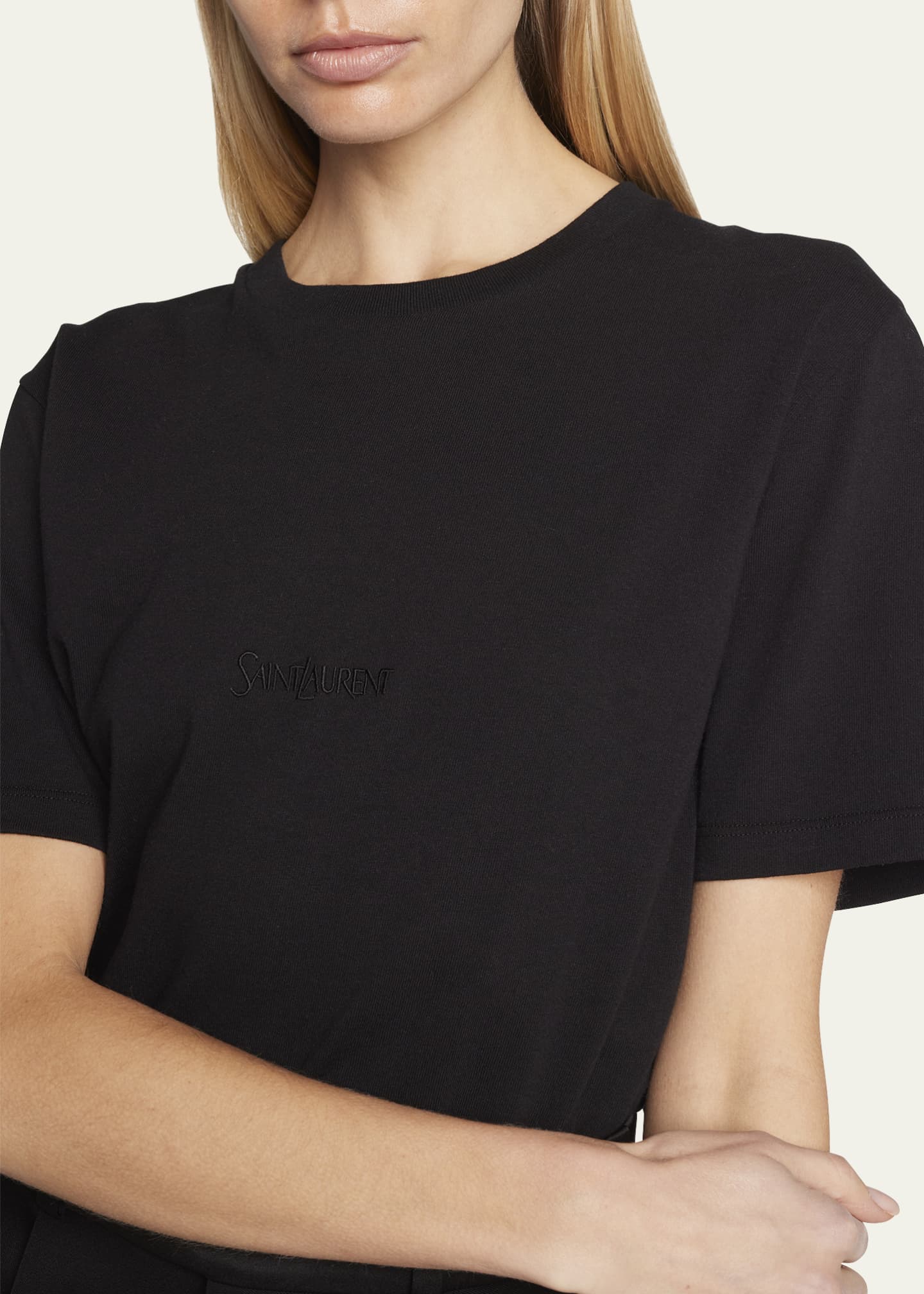 Saint Laurent Logo Embroidered T-Shirt