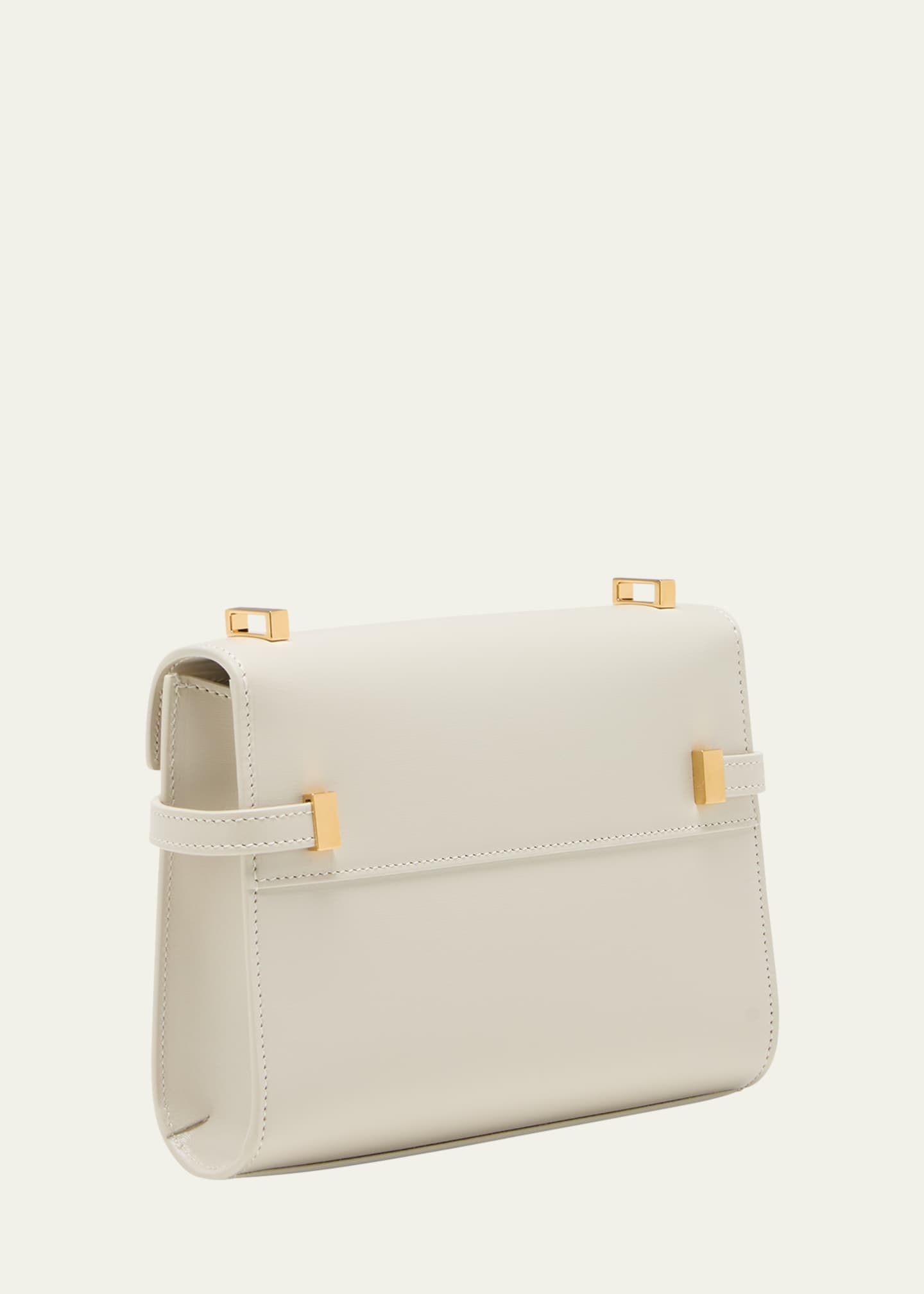 White Manhattan mini leather cross-body bag, Saint Laurent