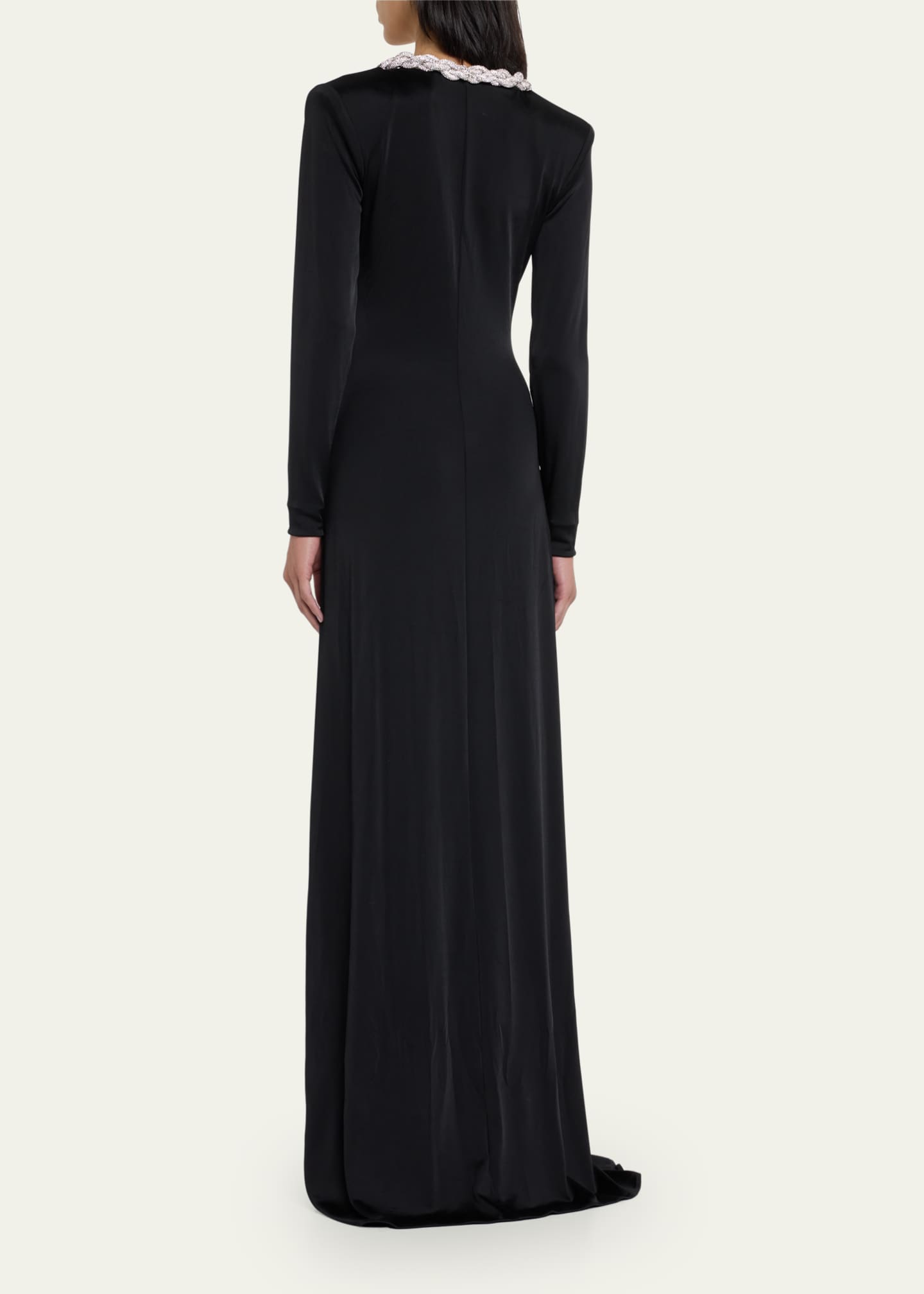 Stella McCartney Crystal Braided Scoop-Neck Long-Sleeve Gown - Bergdorf ...