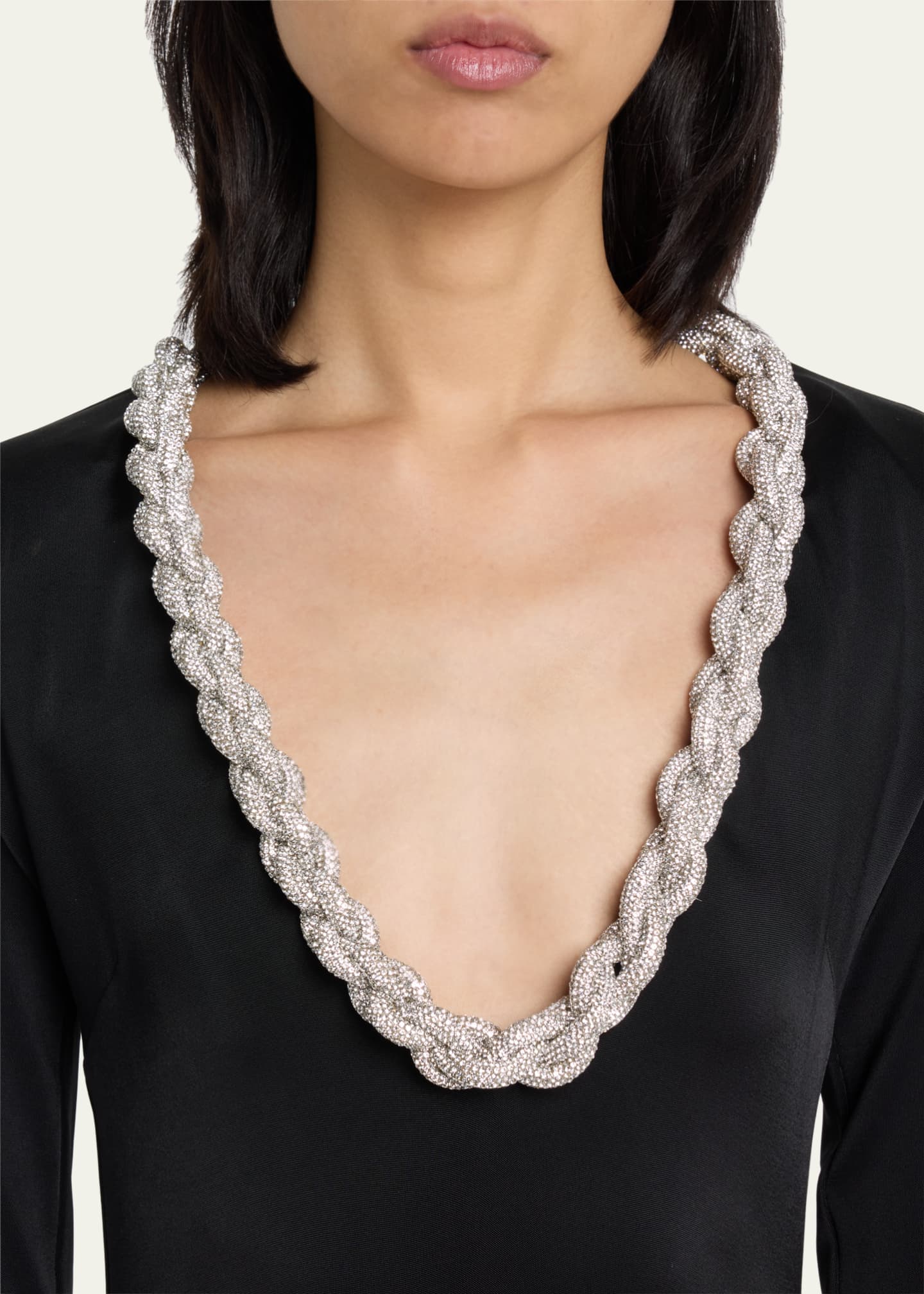 Stella McCartney Crystal Braided Scoop-Neck Long-Sleeve Gown - Bergdorf ...