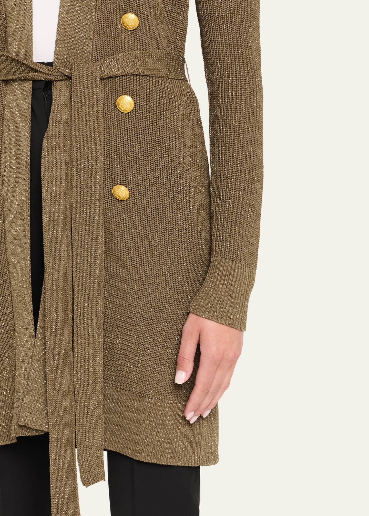 L'Agence Noe Double-Breasted Metallic-Knit Cardigan - Bergdorf Goodman