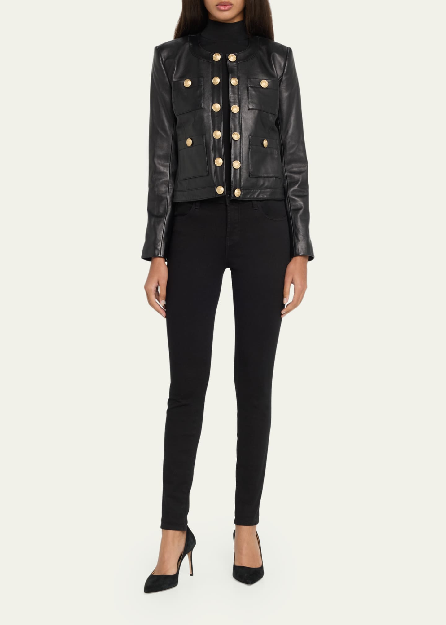 Halogen collarless deals leather jacket