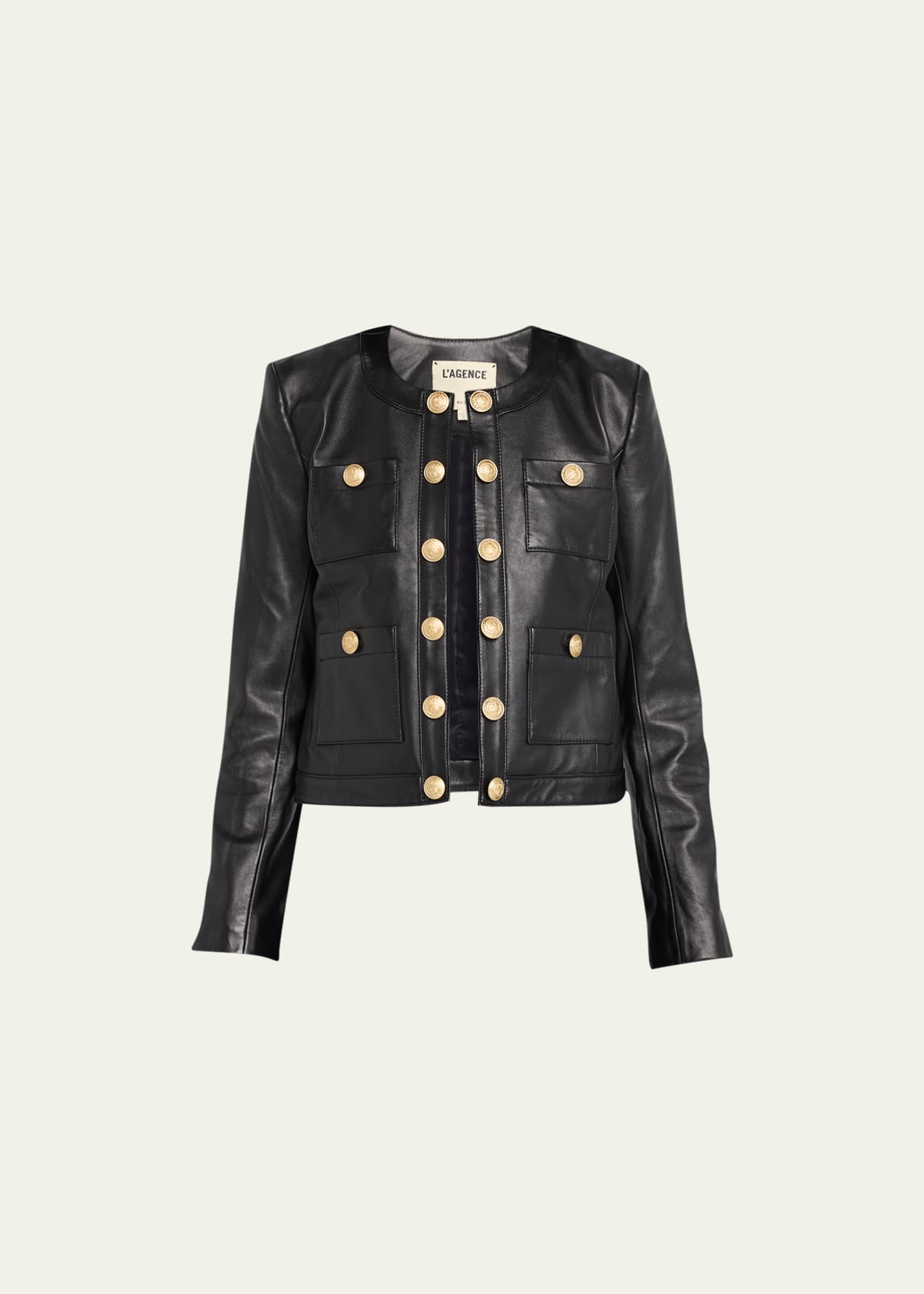 Halogen collarless leather jacket store