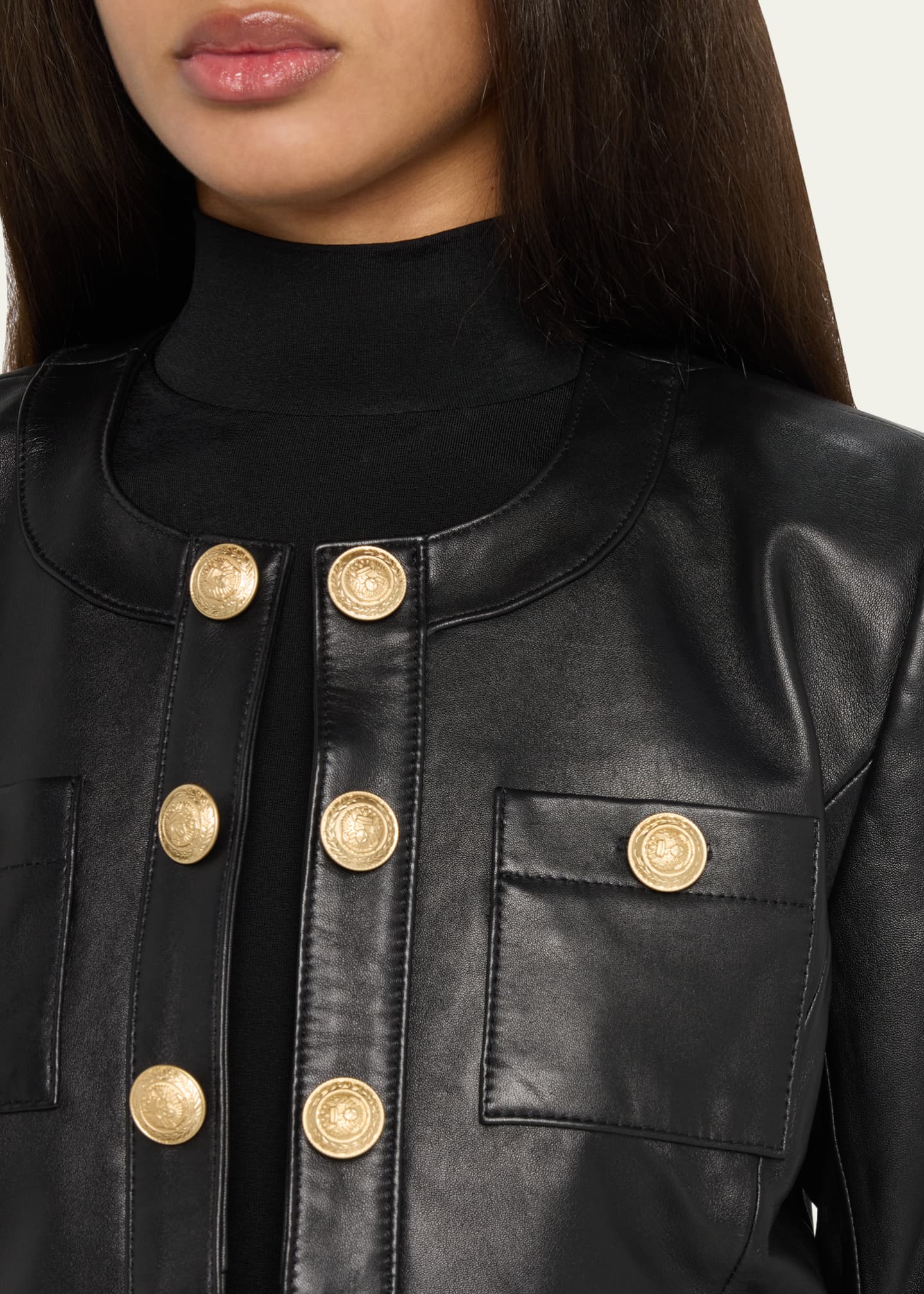 Leather jacket with gold buttons new arrivals