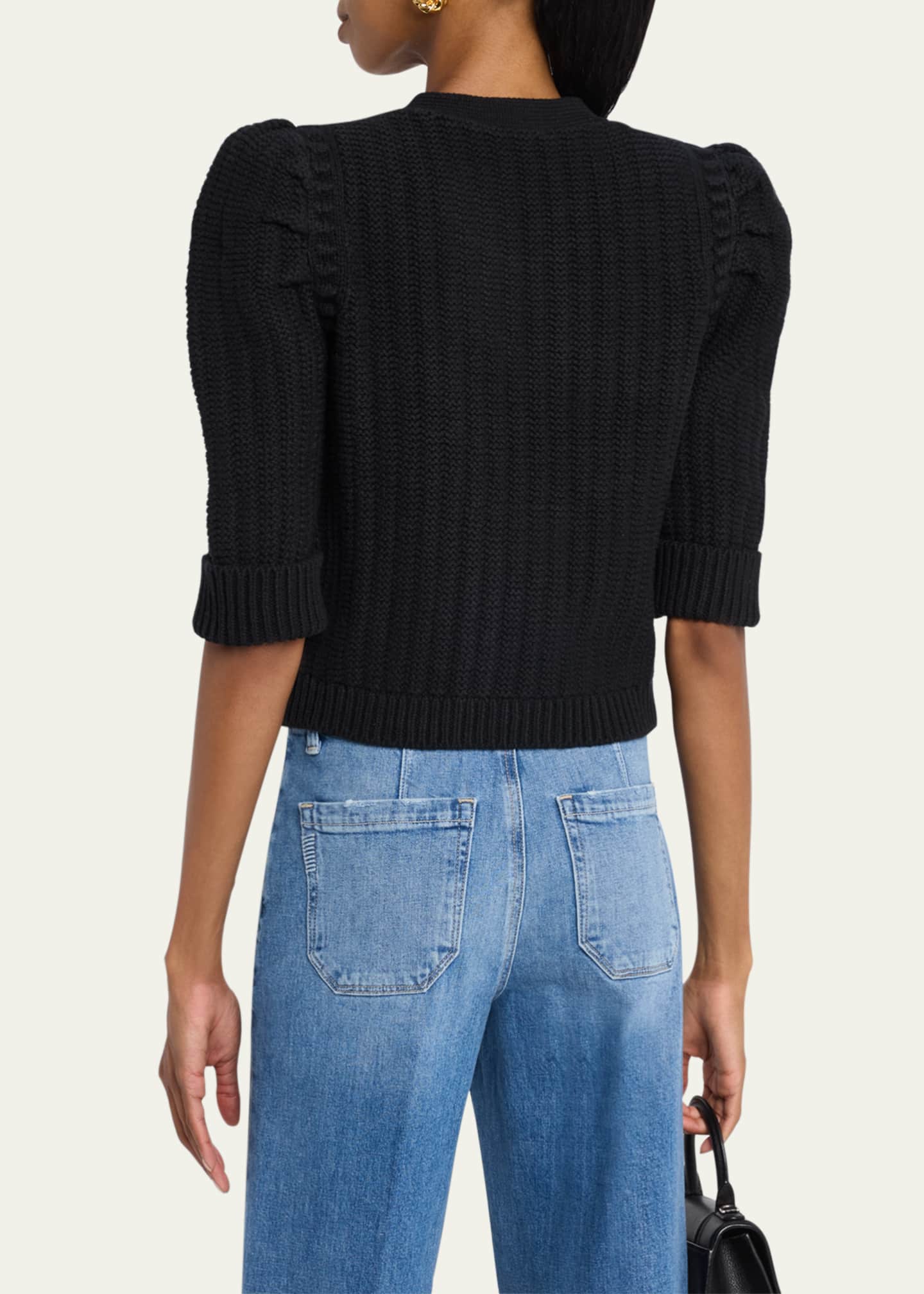 L'Agence Delilah Cropped Textured Cardigan Image 3 of 5