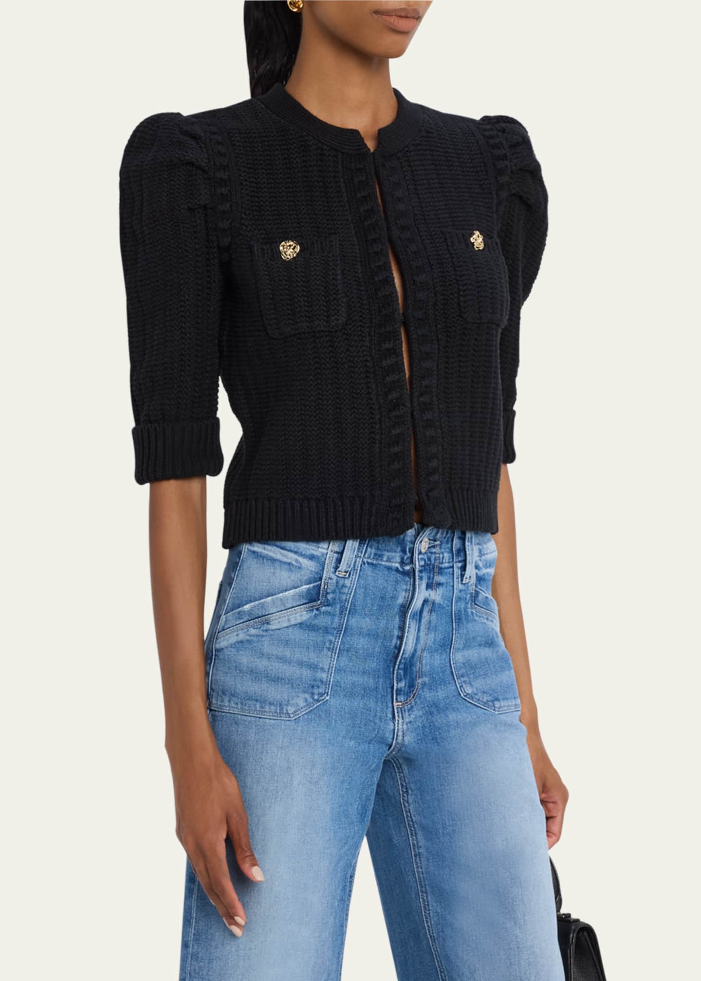 L'Agence Delilah Cropped Textured Cardigan Image 4 of 5
