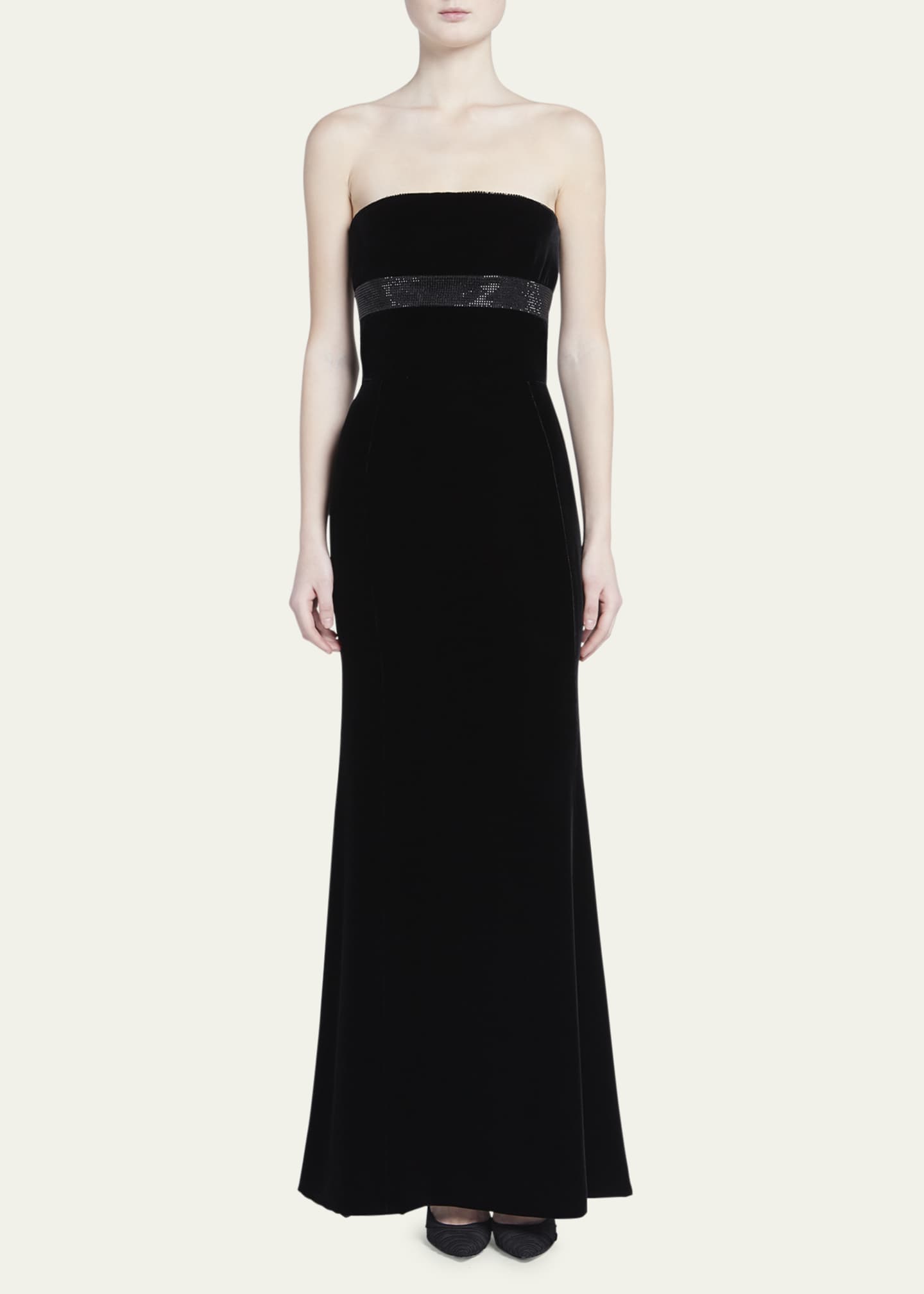 Giorgio Armani Strapless Strass Embellished Velvet Trumpet Gown Image 2 of 5