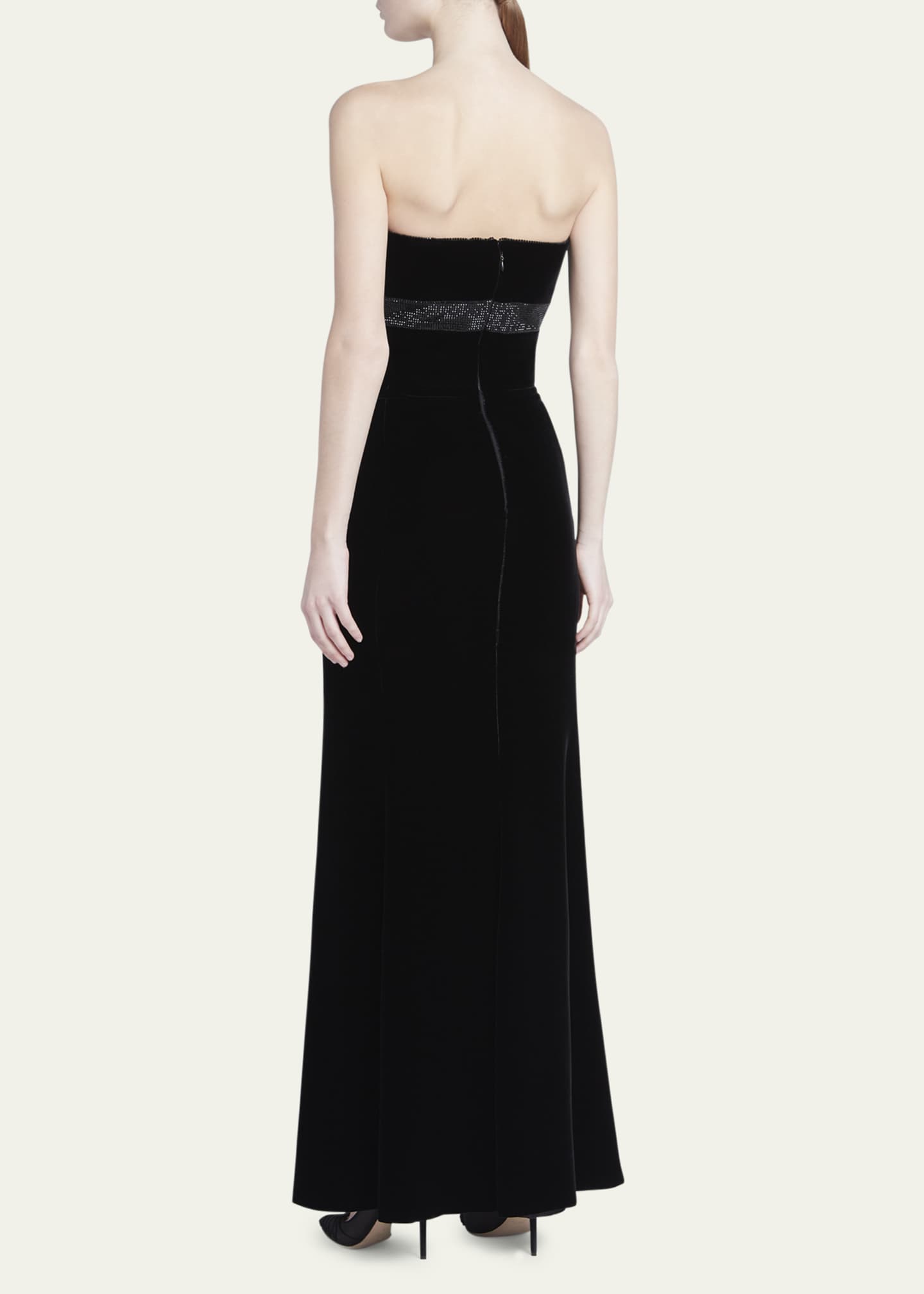Giorgio Armani Strapless Strass Embellished Velvet Trumpet Gown Image 3 of 5