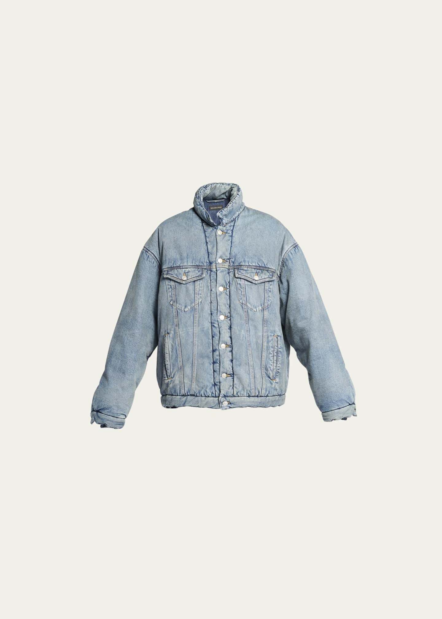 Padded Denim Jacket in Blue - Balenciaga