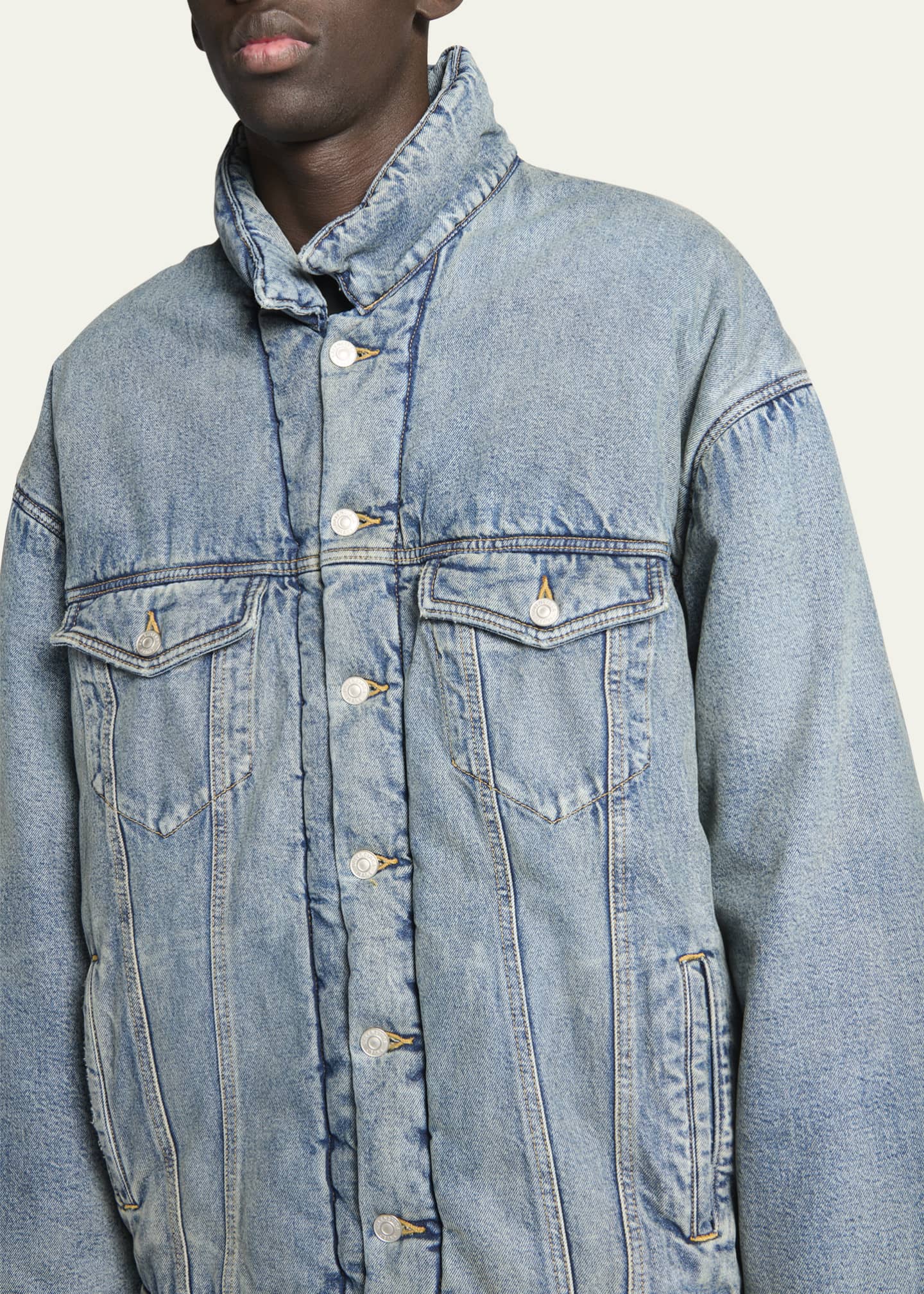 Mens padded best sale denim jacket