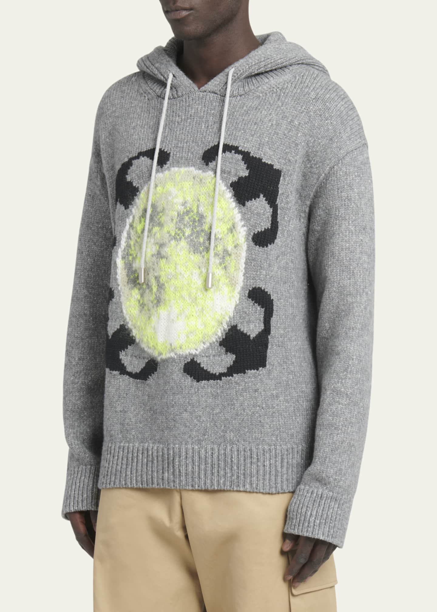 Off-White Men's Arrow Moon Chunky Knit Hoodie - Bergdorf Goodman