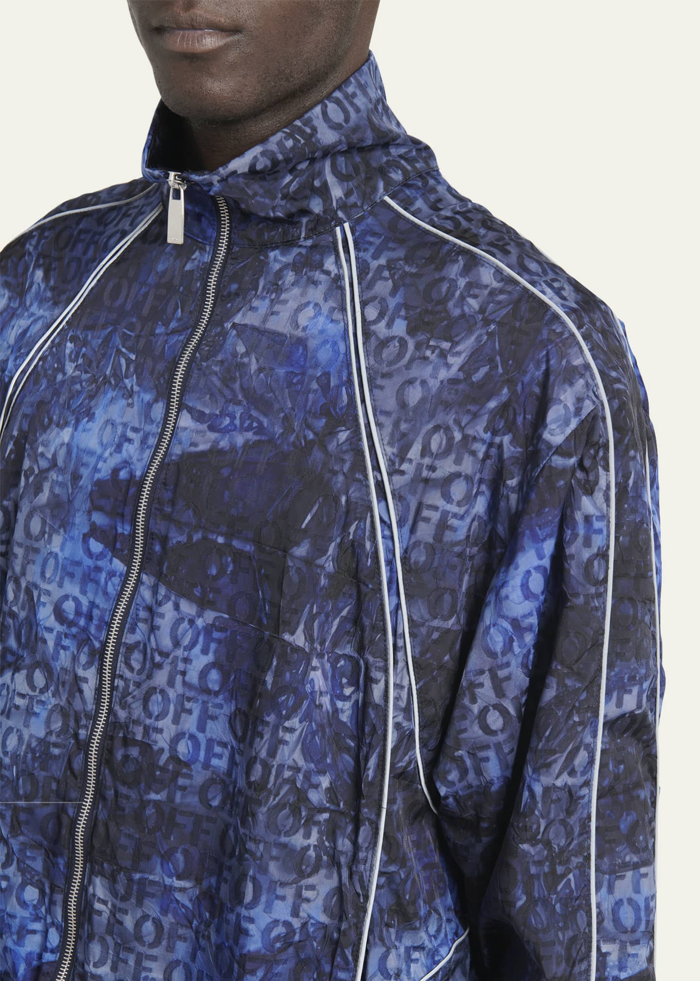 OffWhite Men's Nylon Allover Off Windbreaker Jacket Bergdorf Goodman