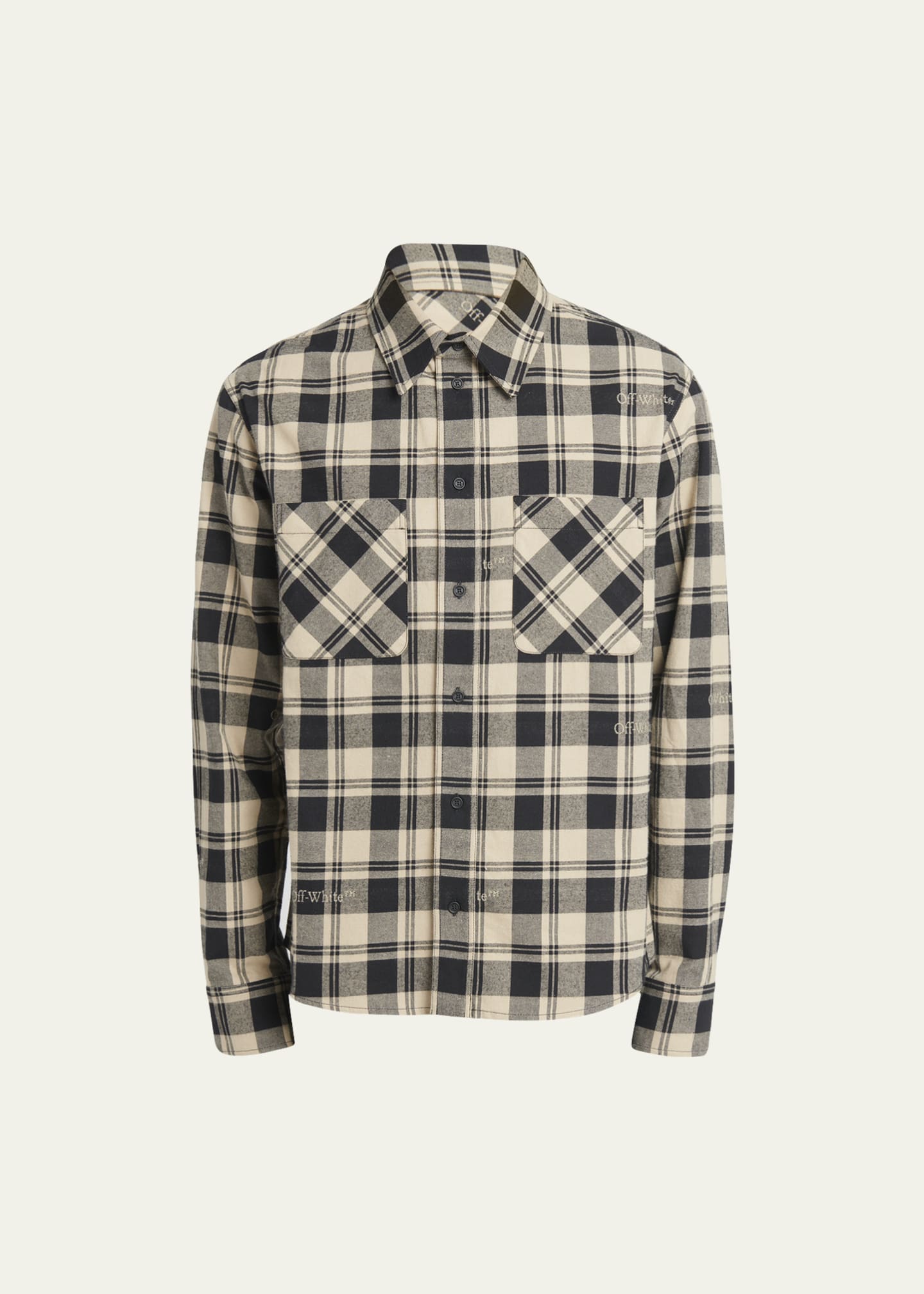 drempel Klas Historicus Off-White Men's Check Flannel Sport Shirt - Bergdorf Goodman