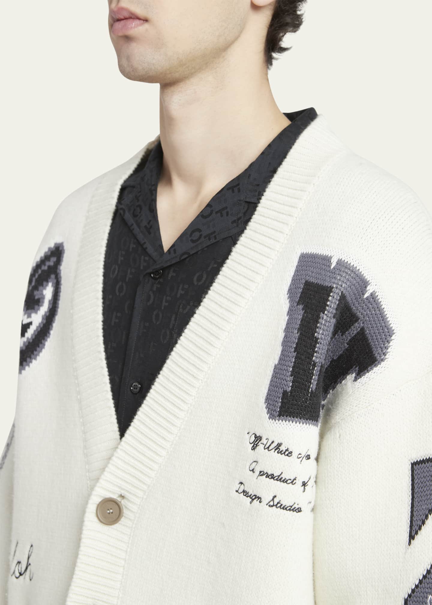 Off-White Men's Moon Varsity Knit Cardigan - Bergdorf Goodman