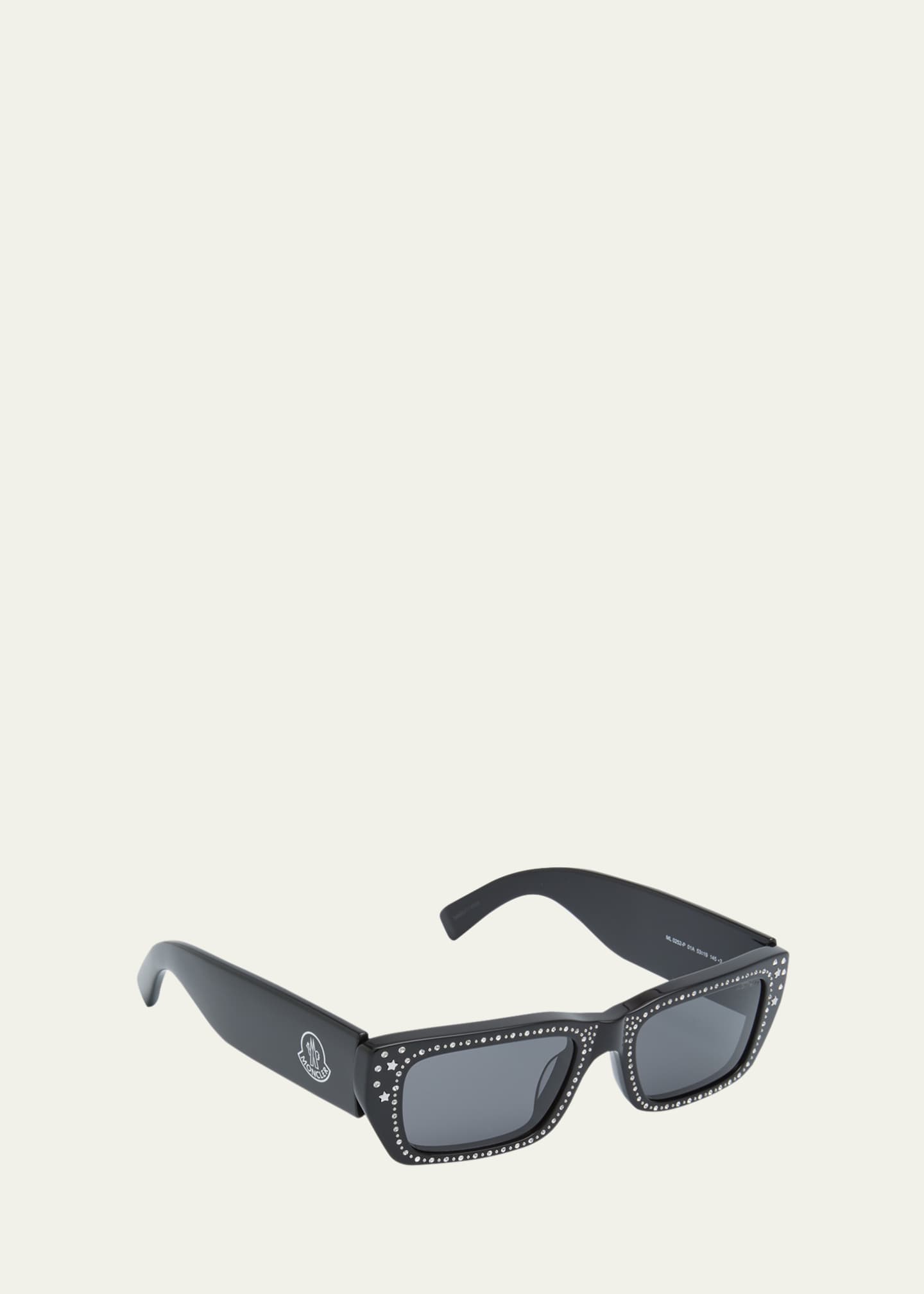 Moncler x Palm Angels Crystal Acetate Plastic Rectangle Sunglasses