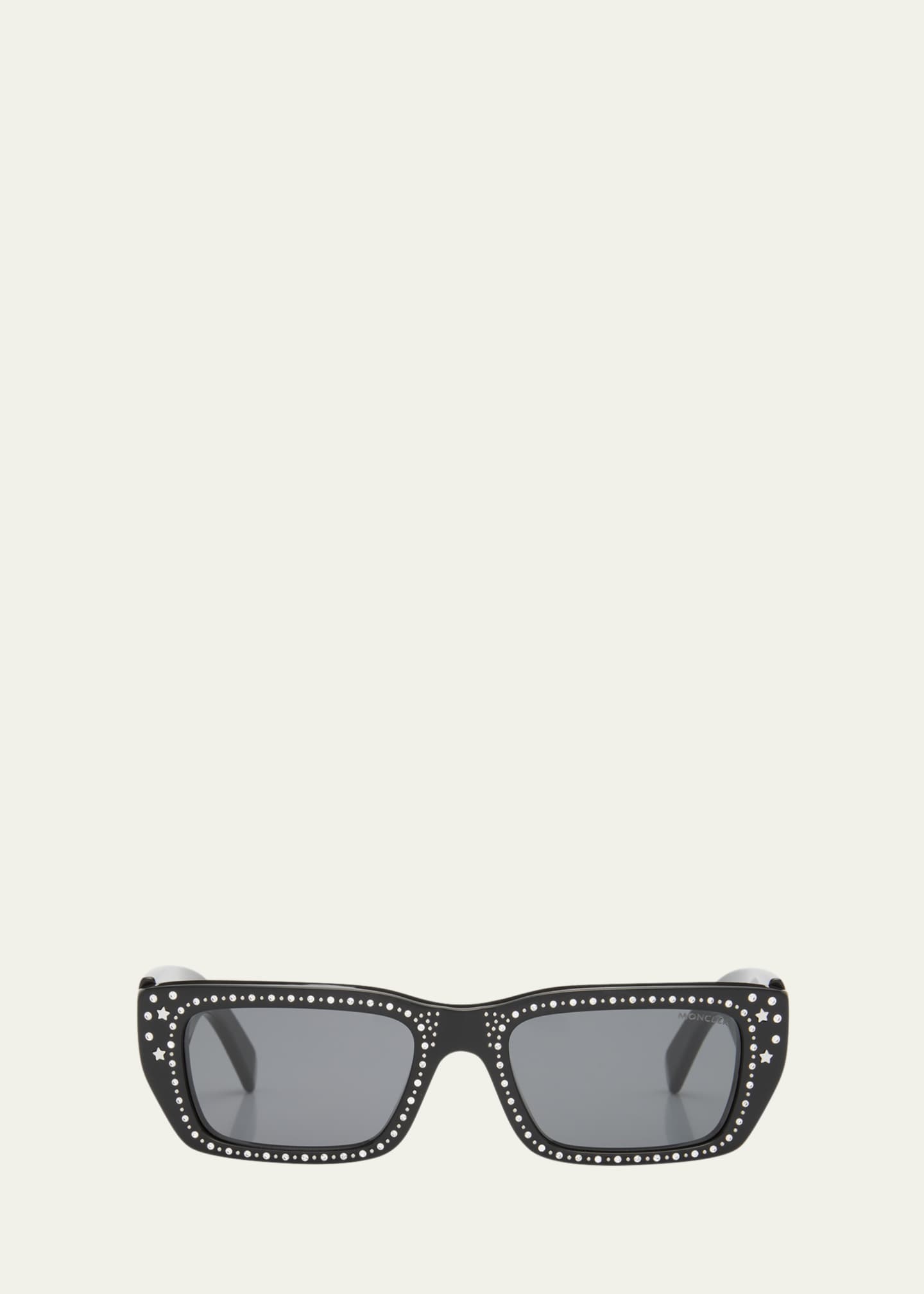 Moncler x Palm Angels Crystal Acetate Plastic Rectangle Sunglasses