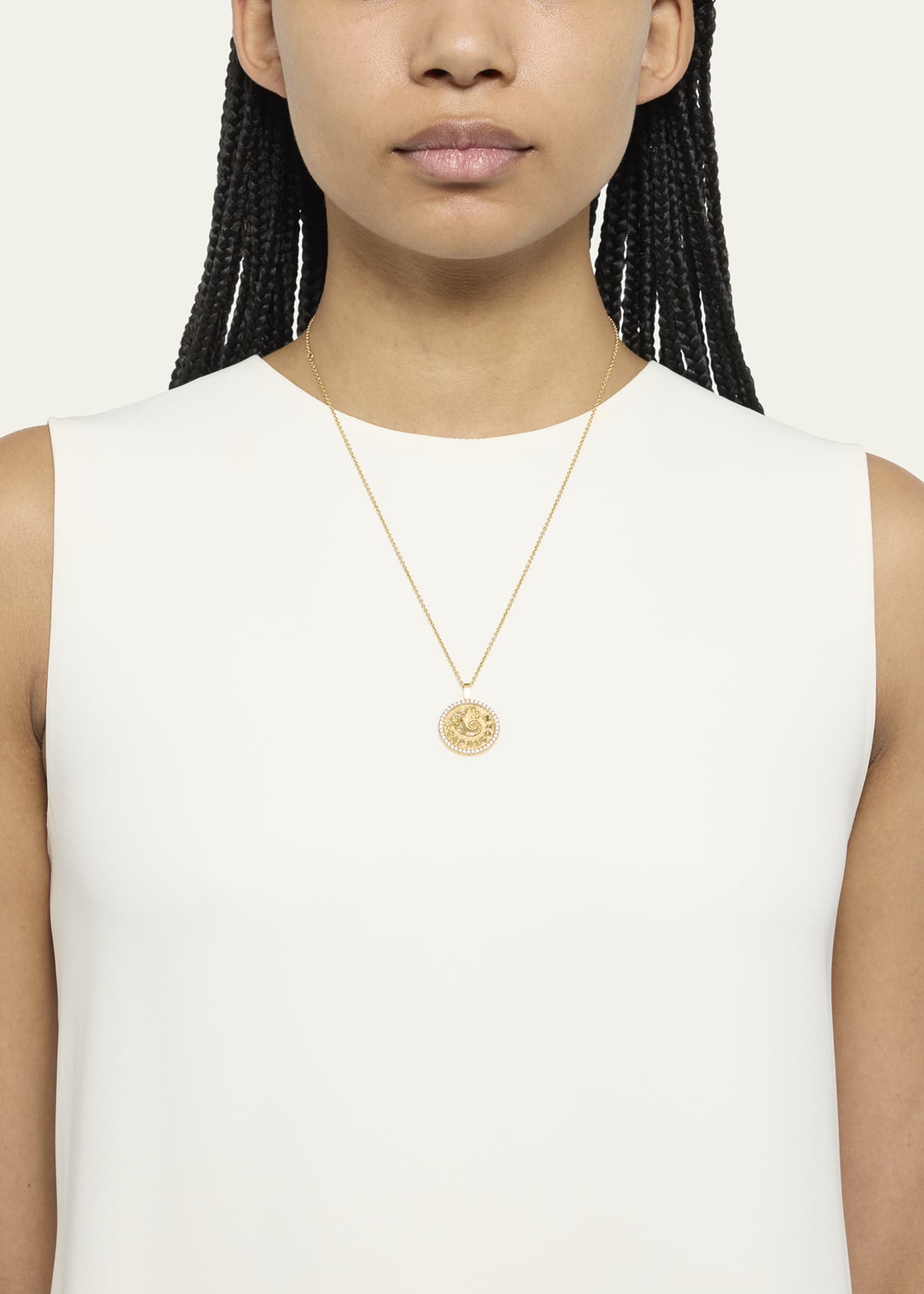 Anita Ko 18k Yellow Gold Diamond Capricorn Coin Pendant Necklace Image 2 of 4