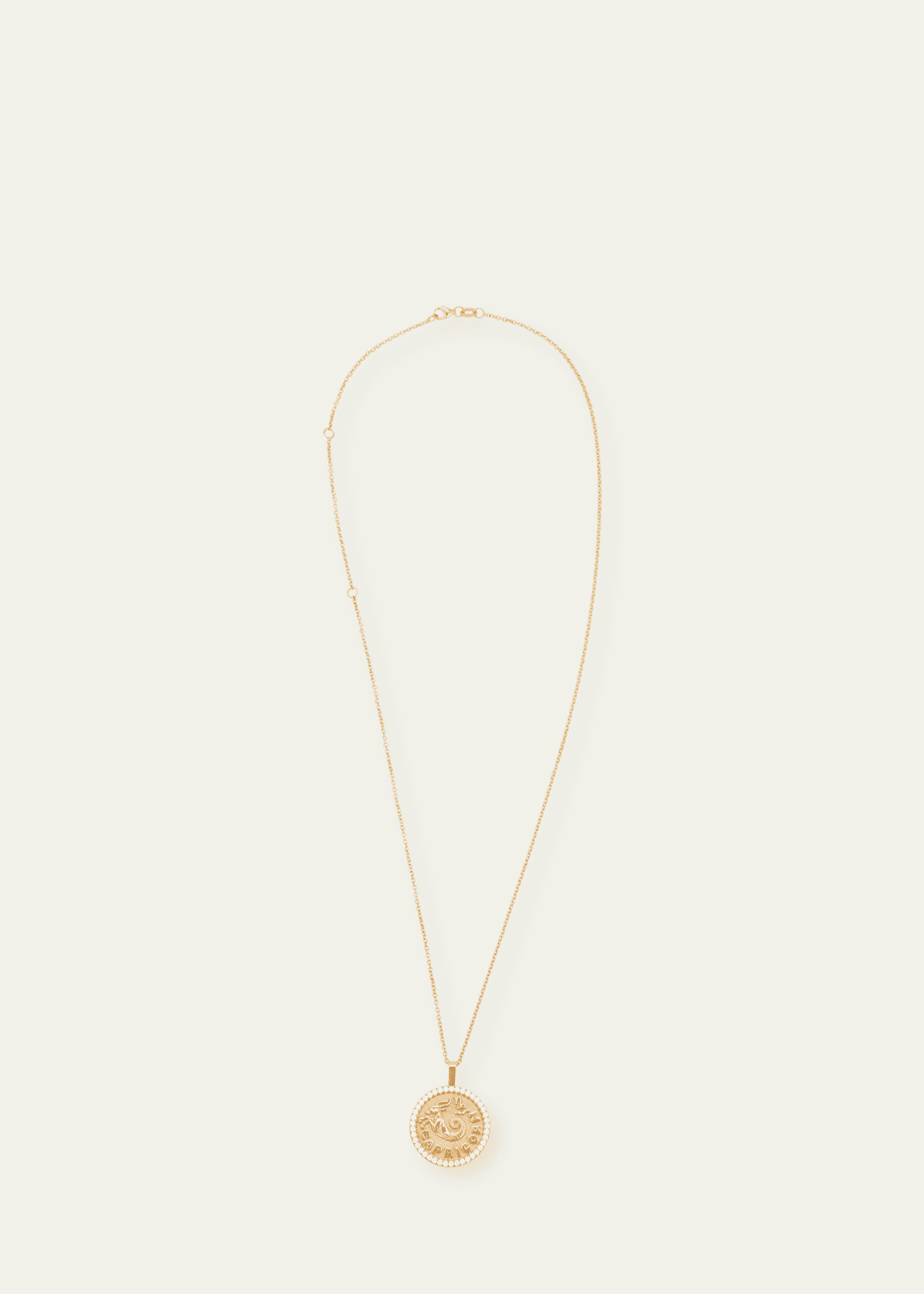 Anita Ko 18k Yellow Gold Diamond Capricorn Coin Pendant Necklace Image 3 of 4