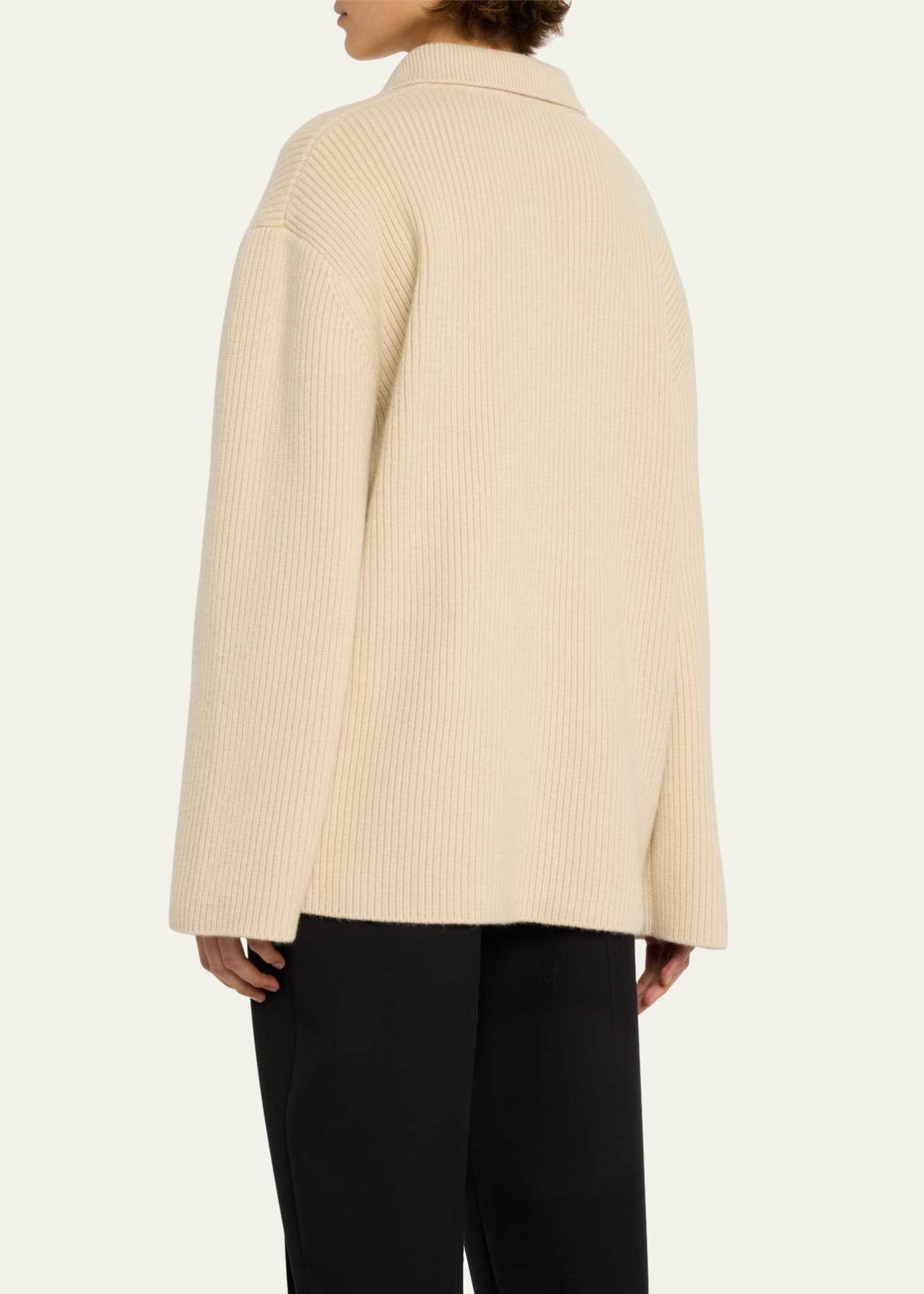 Toteme Ribbed Polo Knit Pullover - Bergdorf Goodman