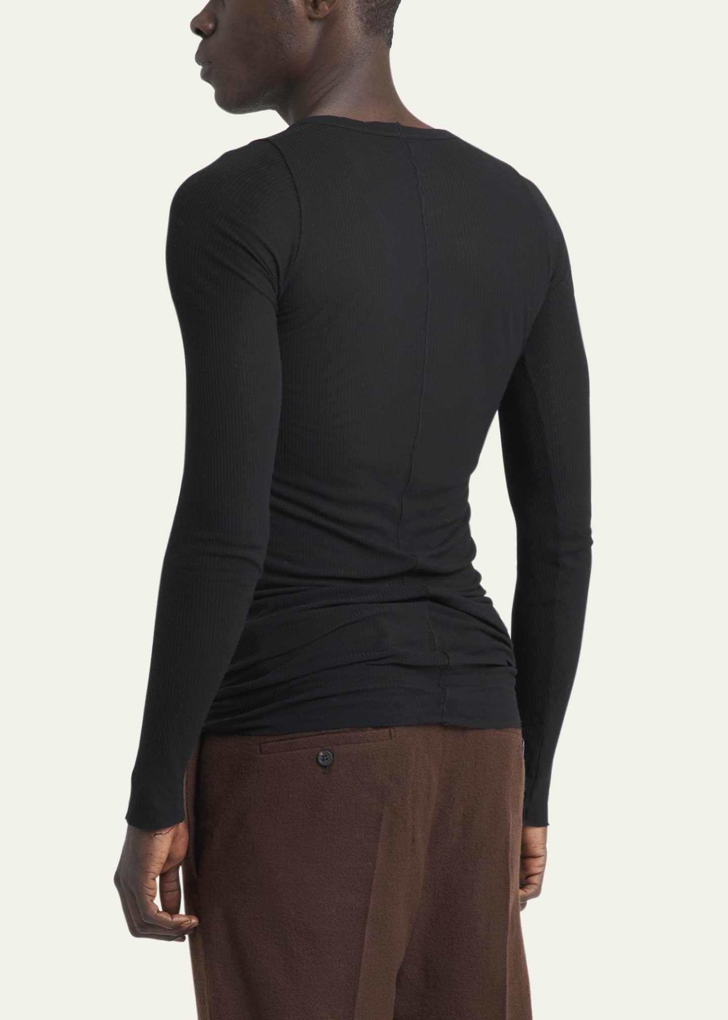 Rick Owens Black One Sleeve Long Sleeve T-Shirt