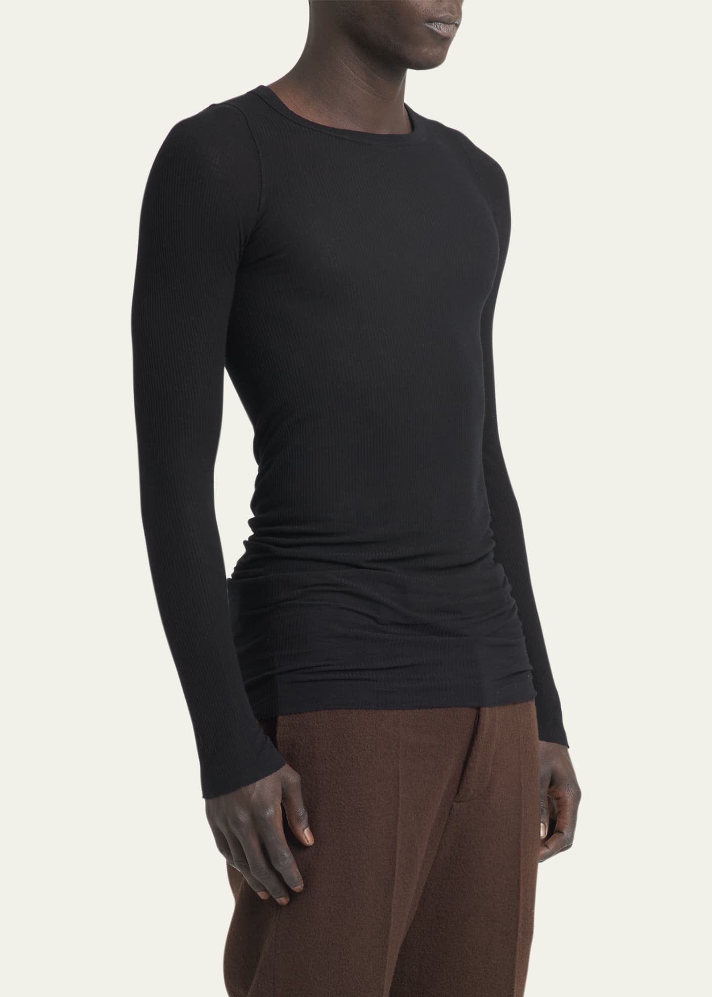 Rick Owens Long-Sleeve Fitted Crop Rib T-Shirt - Bergdorf Goodman