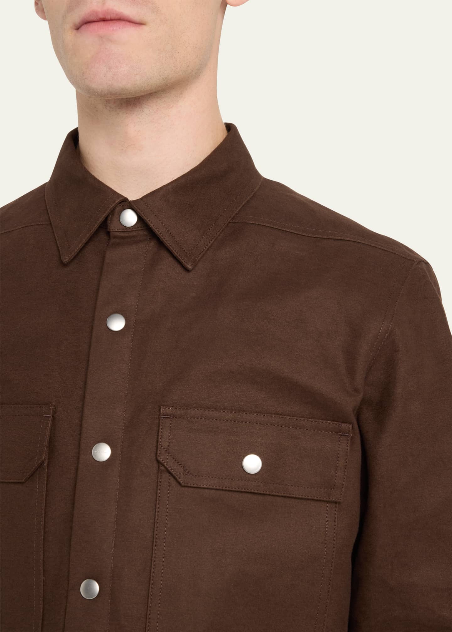 Rick Owens Men s Snap Front Moleskin Overshirt