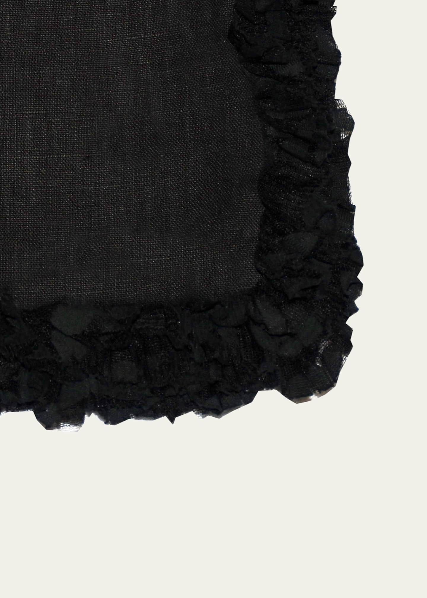 Nomi K Black Romantic Linen Napkin With Volume Lace Trim Image 3 of 3