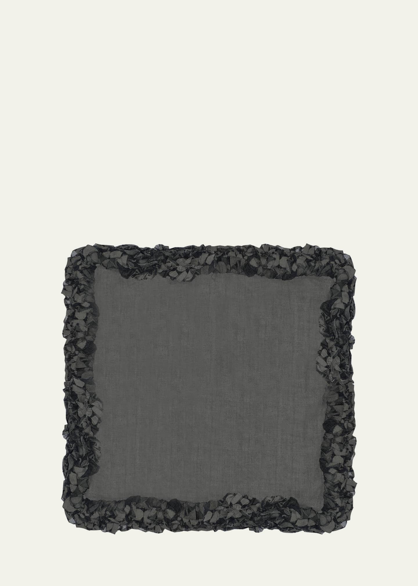 Nomi K Gunmetal Romantic Linen Napkin With Volume Lace Border Image 2 of 4