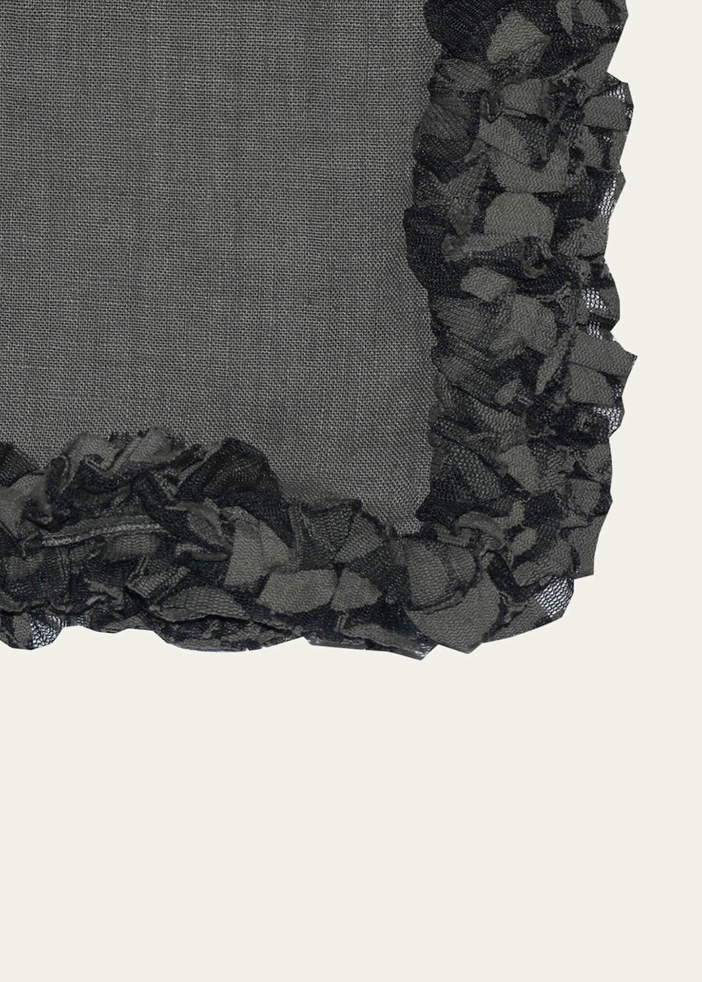 Nomi K Gunmetal Romantic Linen Napkin With Volume Lace Border Image 3 of 4