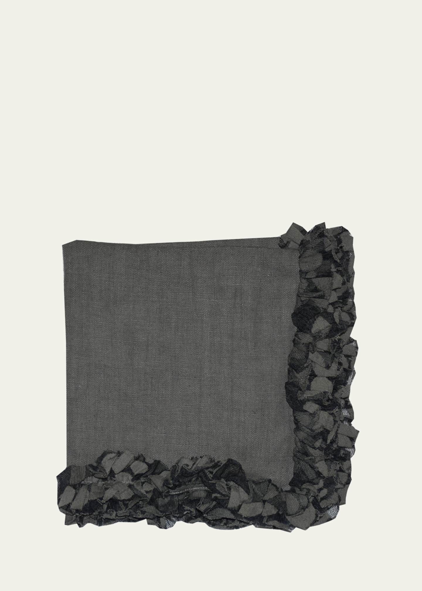 Nomi K Gunmetal Romantic Linen Napkin With Volume Lace Border Image 1 of 4