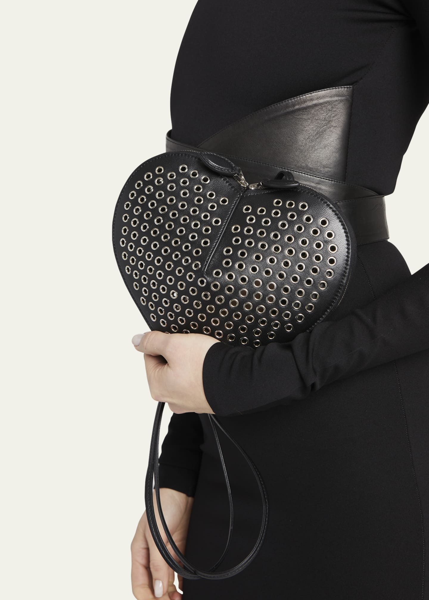 ALAIA Le Demi Lune Studded Napa Shoulder Bag - Bergdorf Goodman