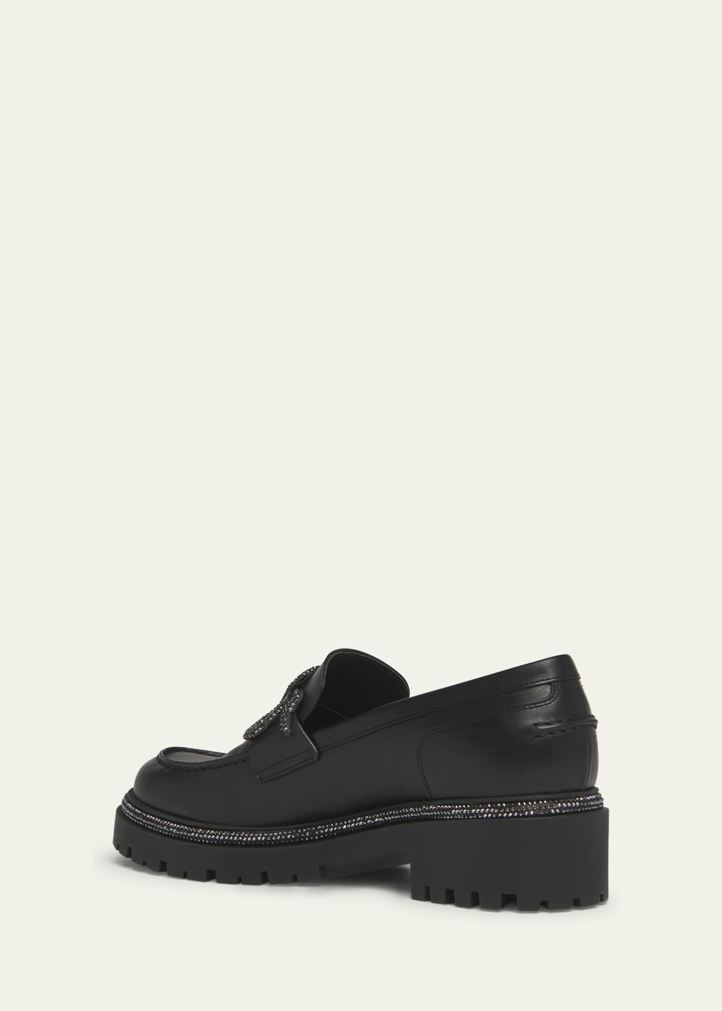 Rene Caovilla Snake Embroidered Lug Sole Leather Loafers Image 4 of 5
