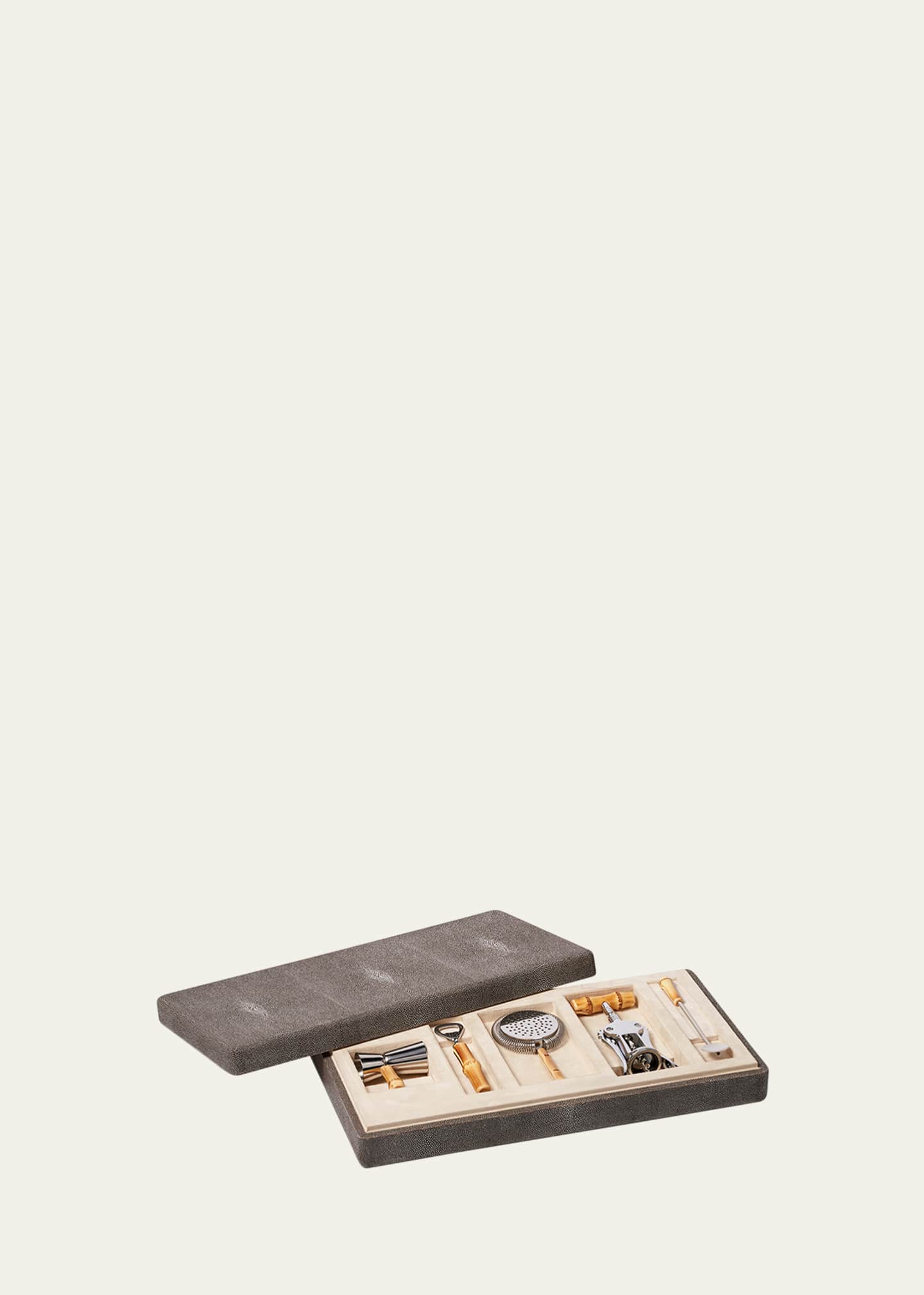 AERIN Faux Shagreen Bamboo Bar Set Image 2 of 3