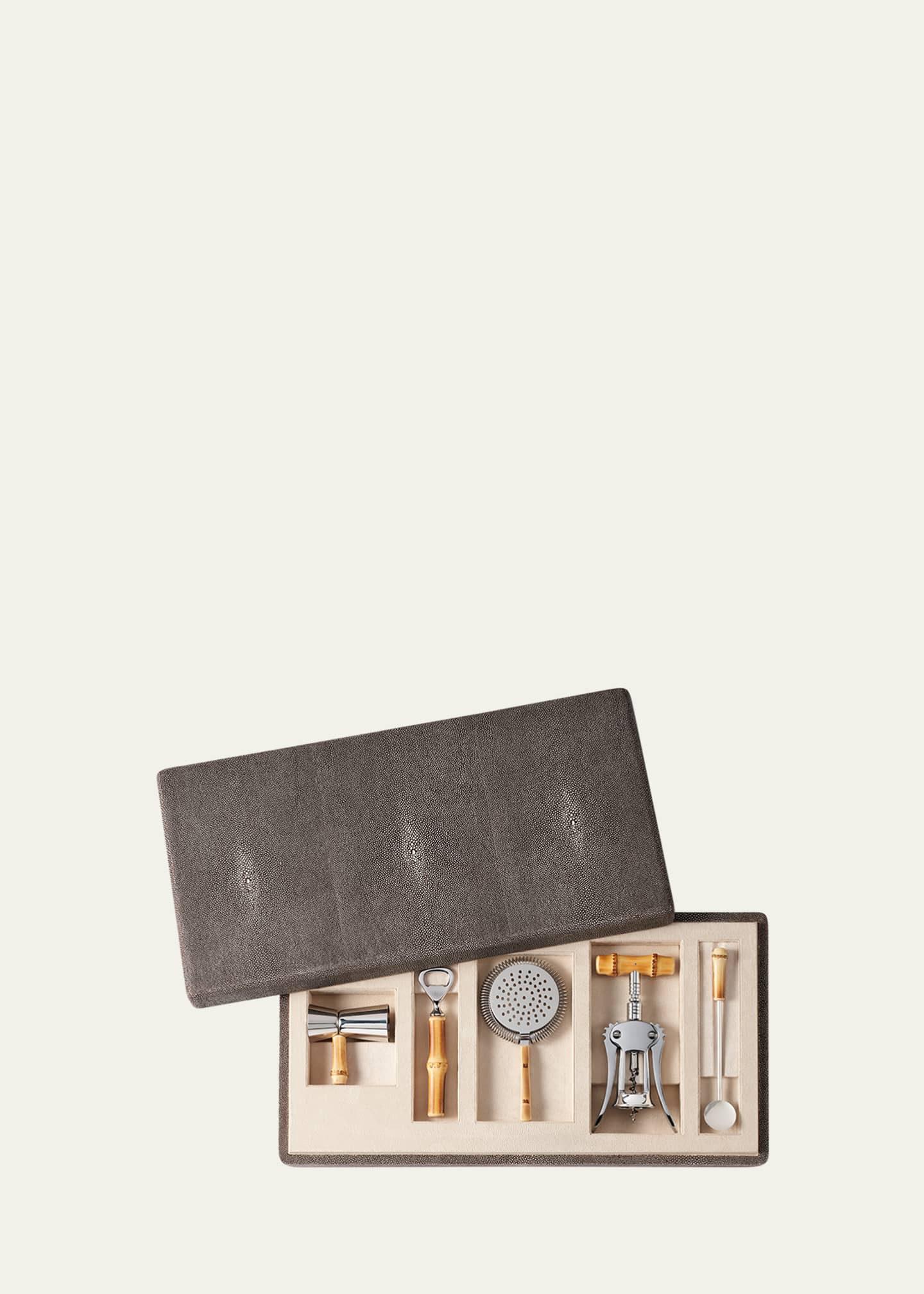 AERIN Faux Shagreen Bamboo Bar Set Image 1 of 3