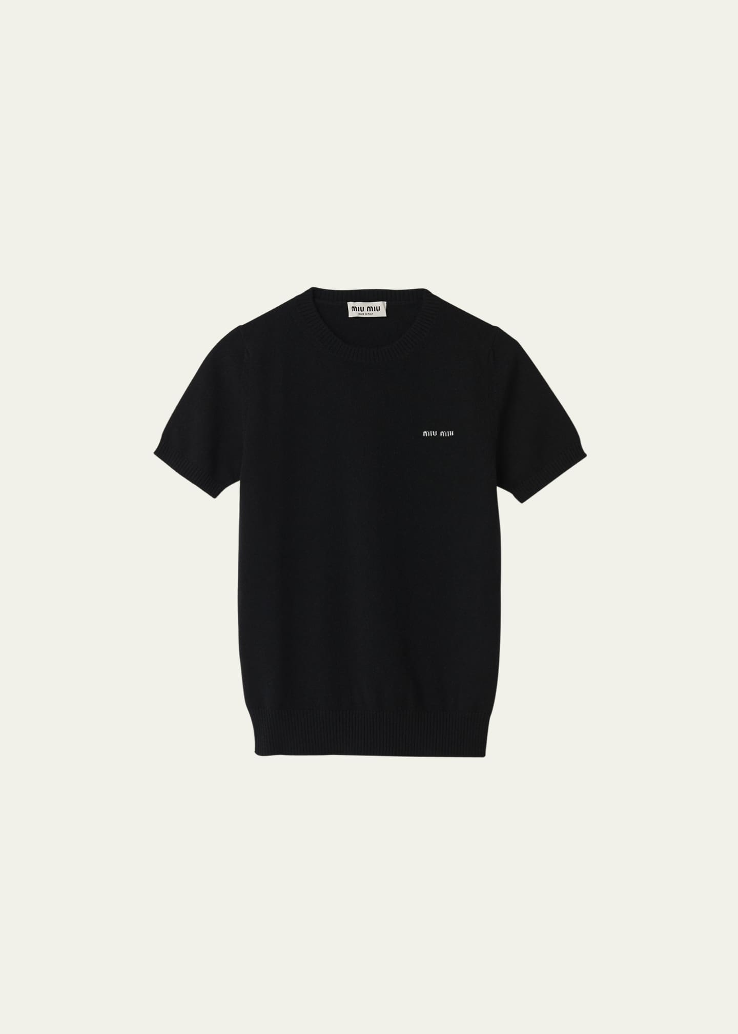 Miu Miu Short-Sleeve Cashmere Sweater - Bergdorf Goodman