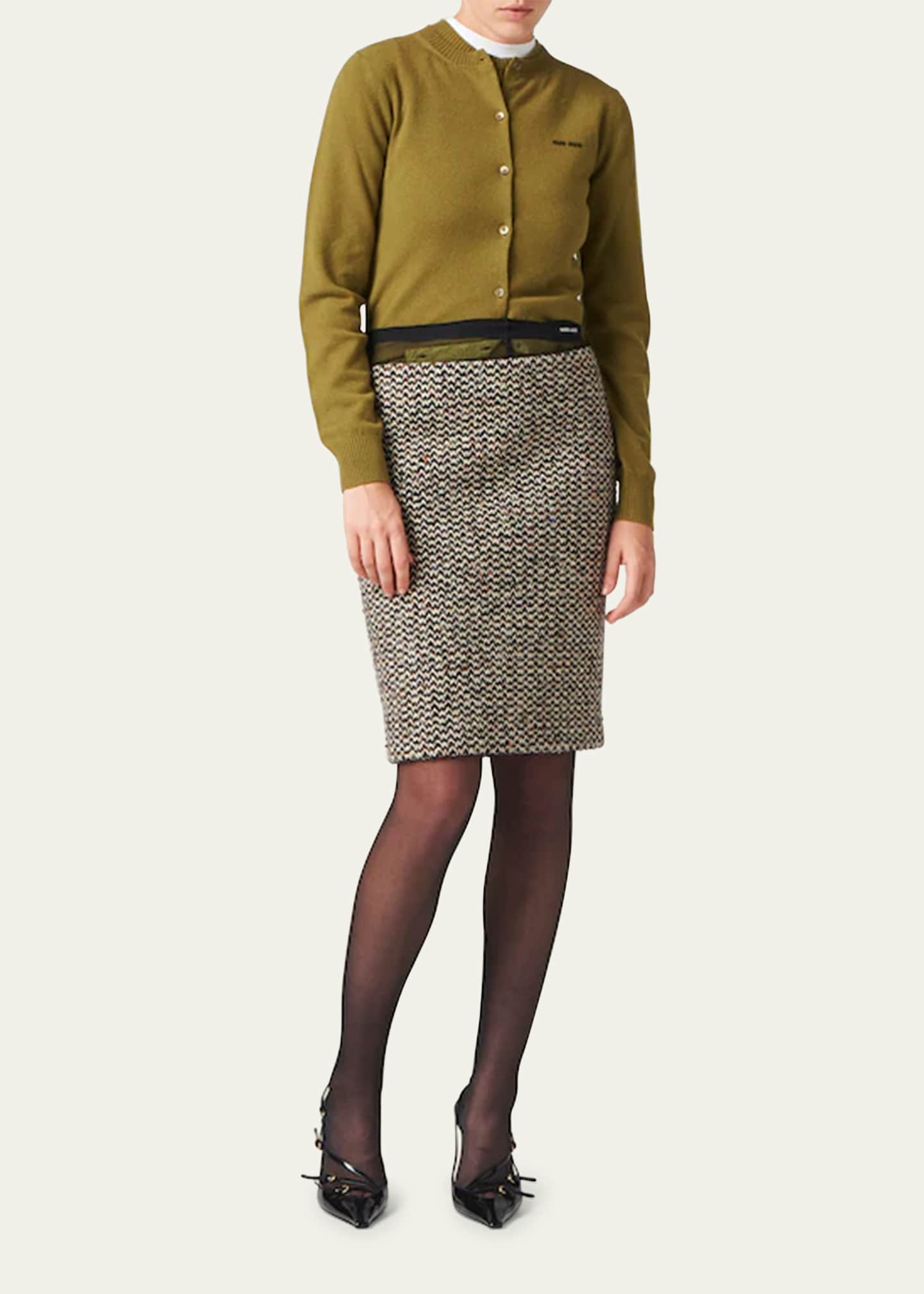Miu Miu Short-Sleeve Cashmere Sweater Image 2 of 3