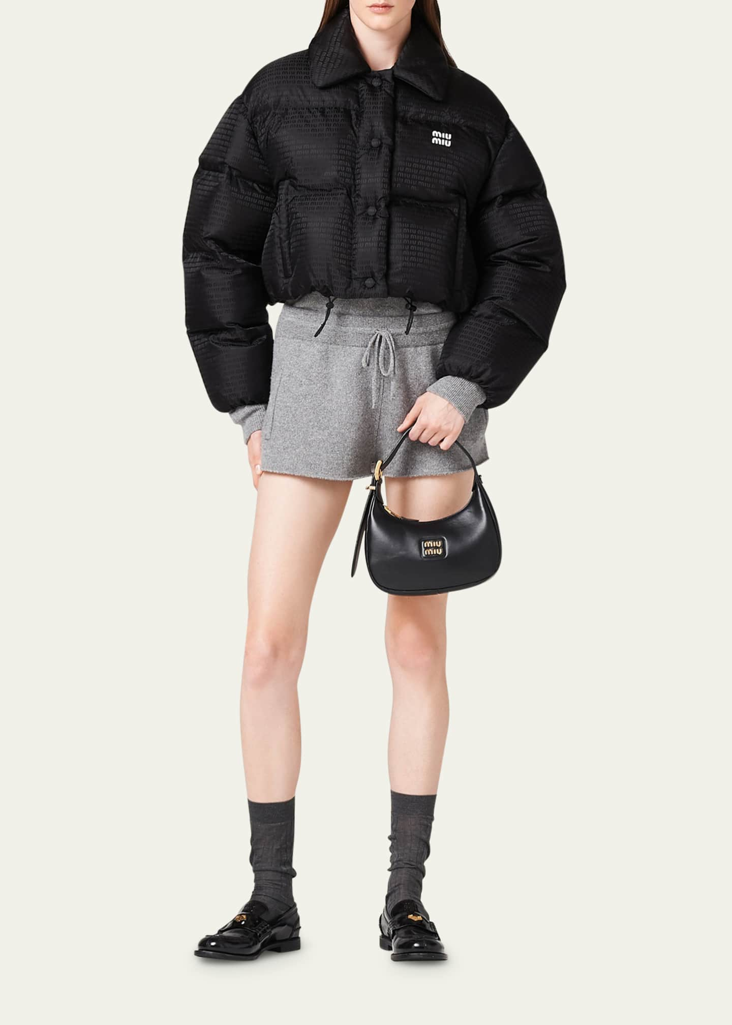 Miu Miu Logo-Print Crop Puffer Jacket - Bergdorf Goodman