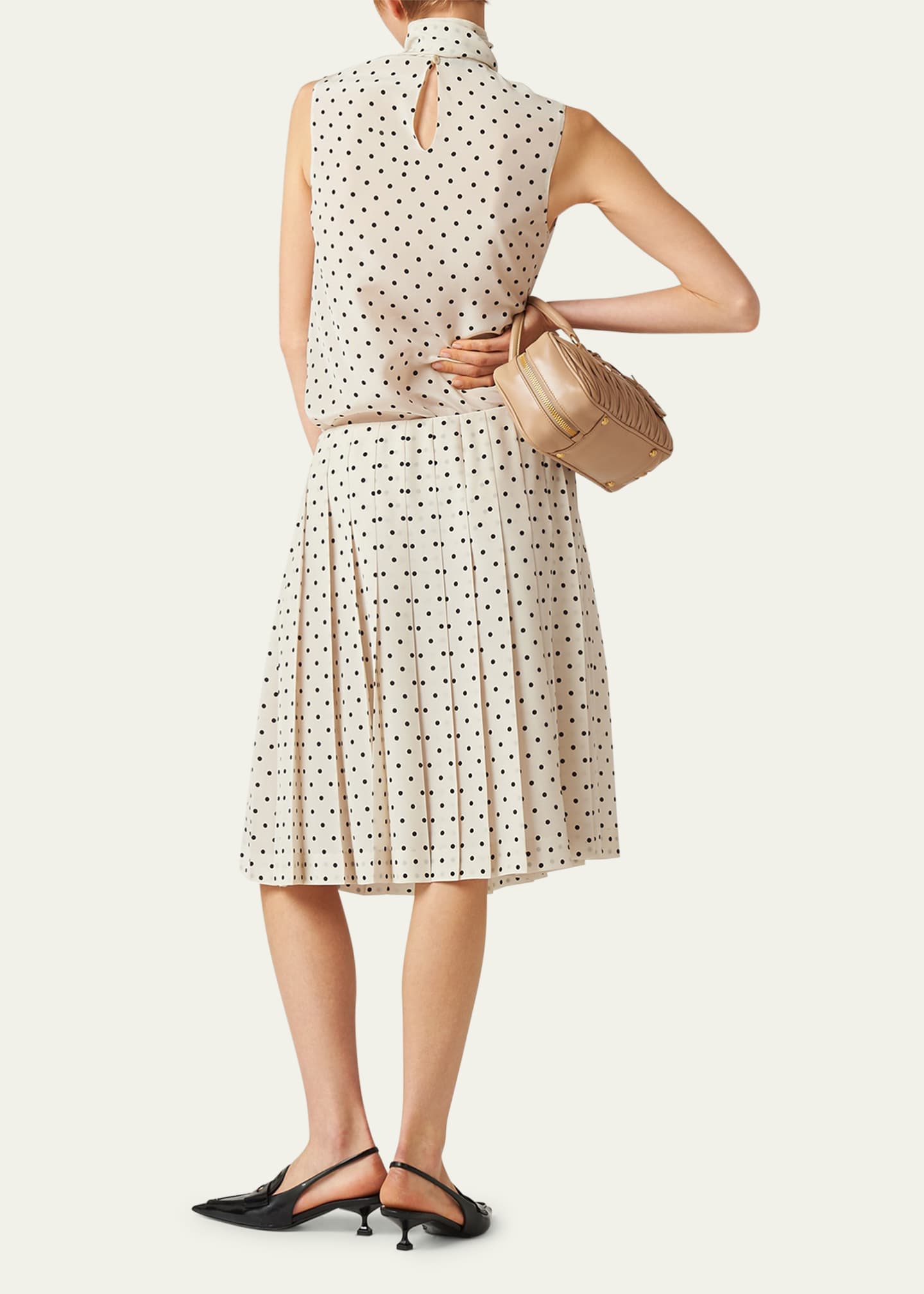 【日本入手困難】Long polka-dot crepe de chine skirt Pleated Skirt In Dot Crepe De Chine For Women | J.Crew