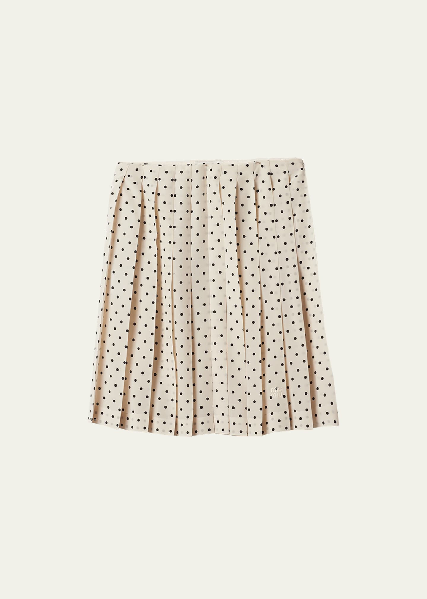 Miu Miu Polka-Dot Crepe de Chine Pleated Midi Skirt - Bergdorf Goodman