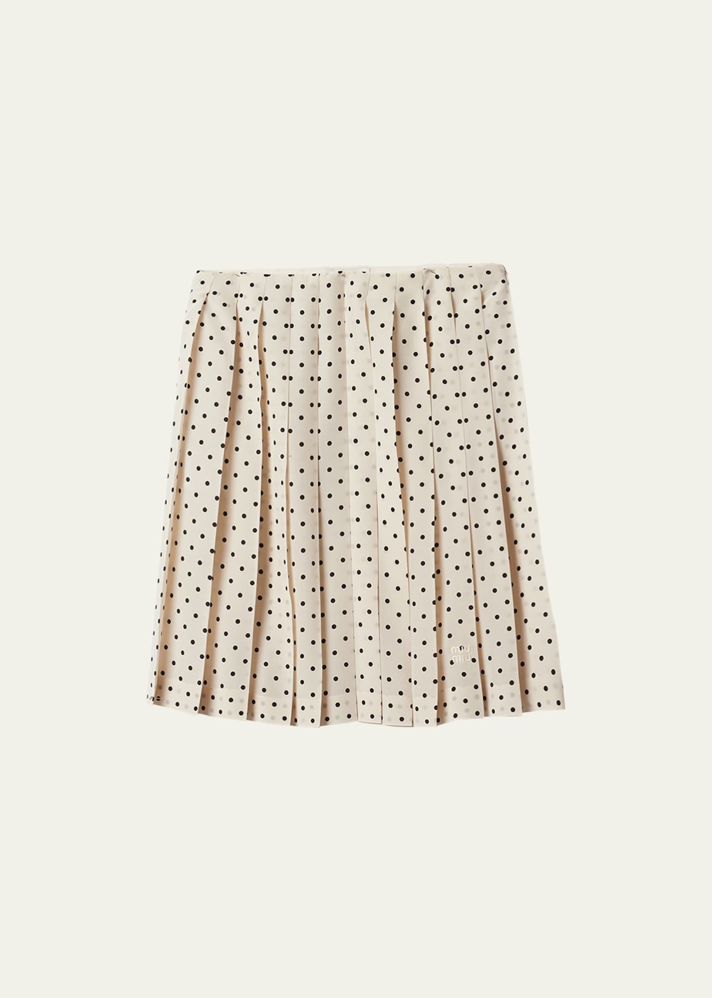 White polka dot pleated skirt sales