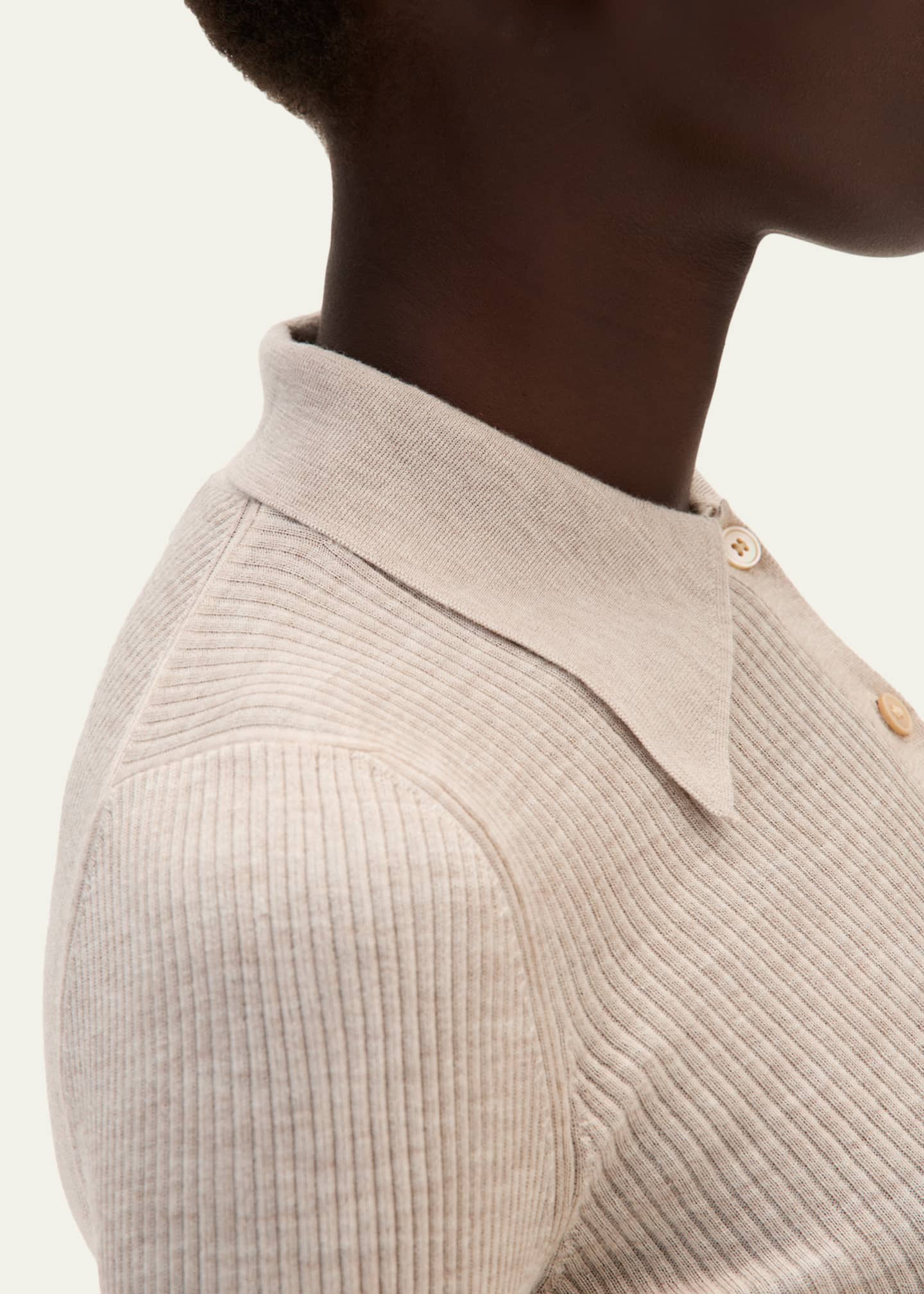 Miu Miu Logo-Intarsia Cashmere Ribbed Polo Shirt - Bergdorf Goodman