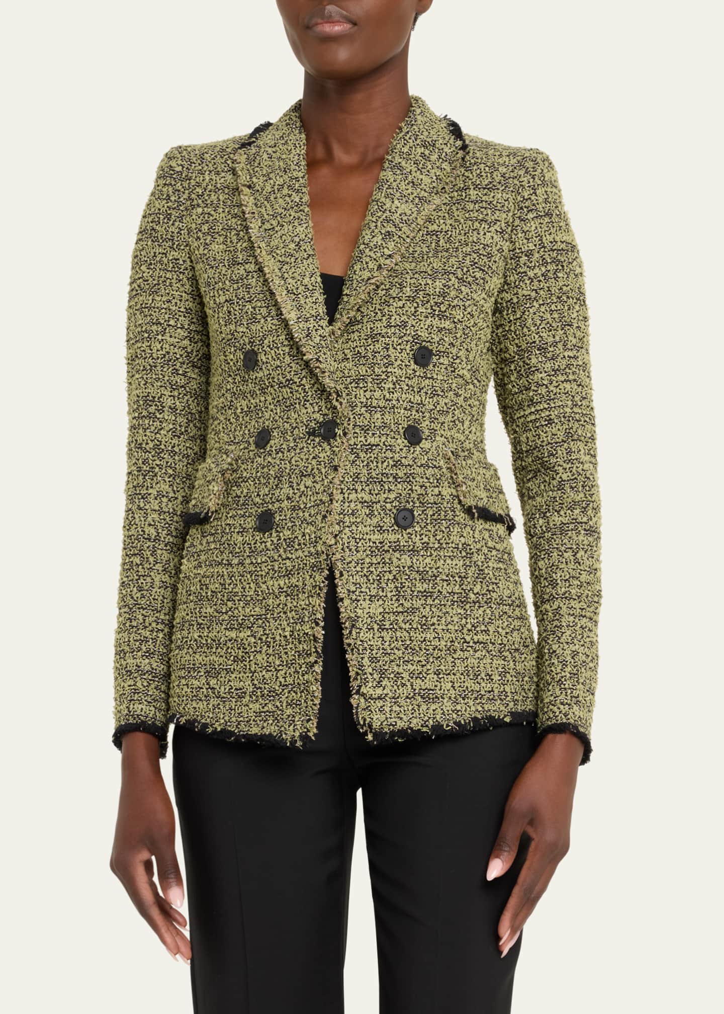 Akris punto Double Breasted Illusion Tweed Blazer Jacket