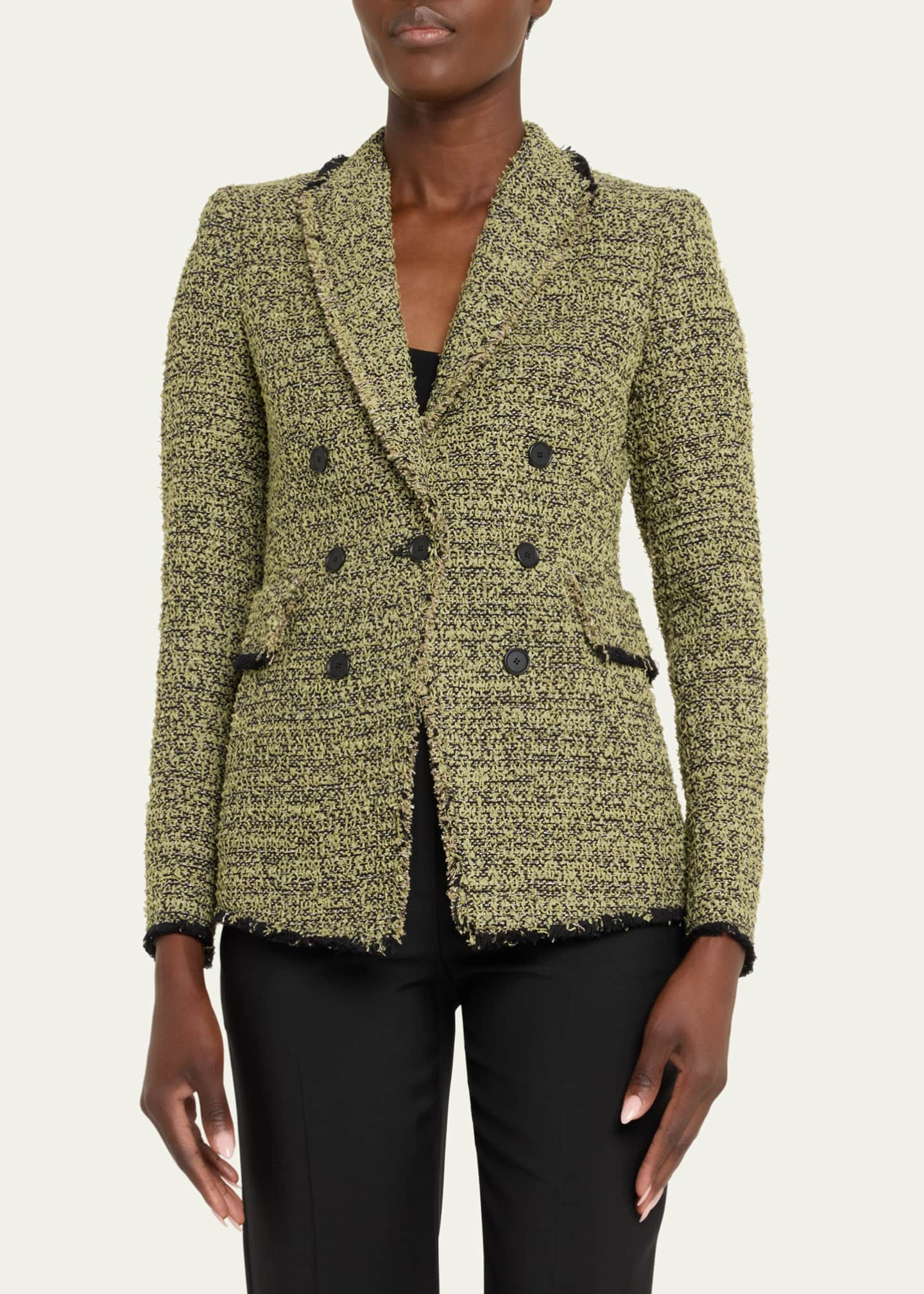 Akris punto Double-Breasted Illusion Tweed Blazer Jacket - Bergdorf Goodman